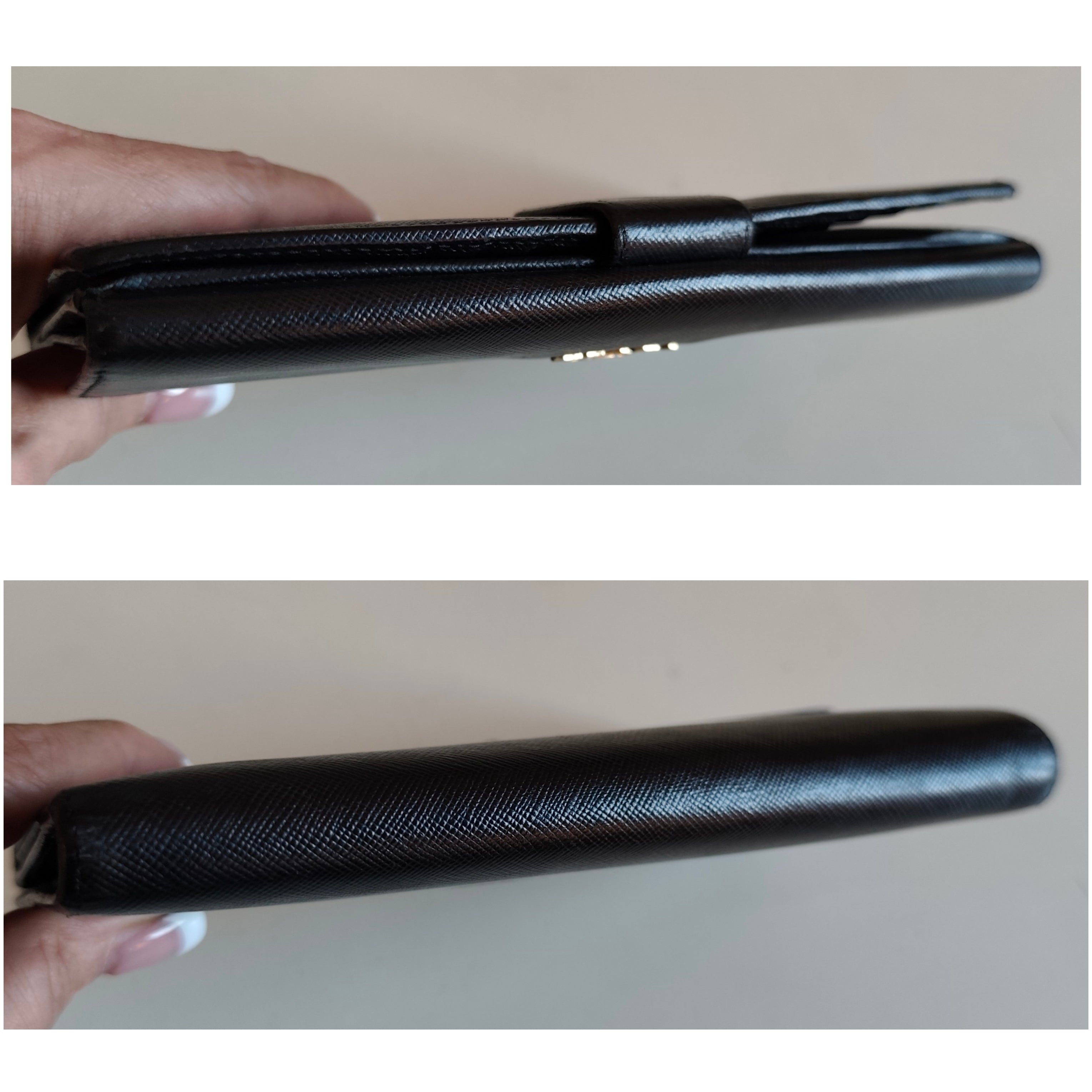 Prada - Portafoglio Donna a Libro Grande in Pelle Saffiano Nera