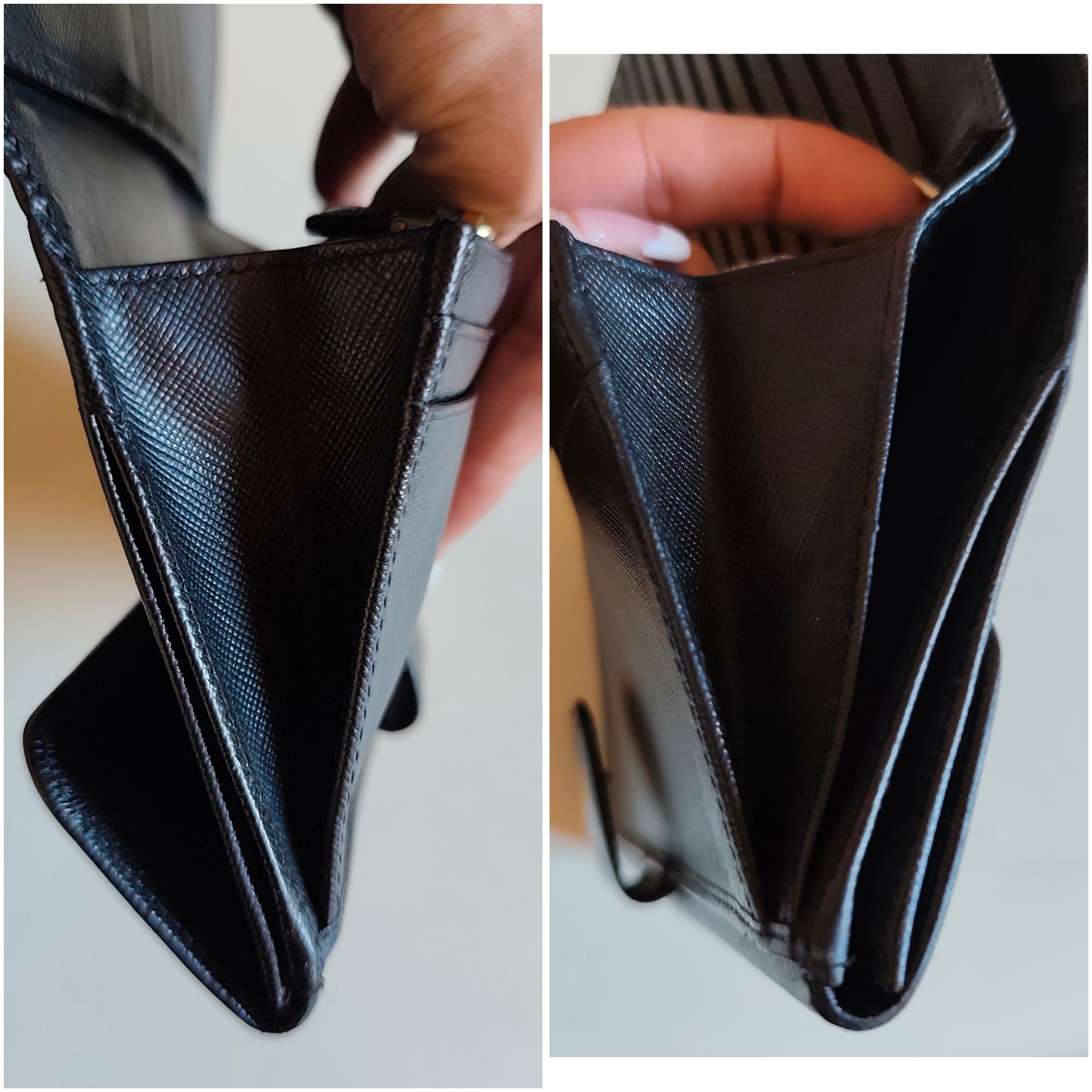 Prada - Portafoglio Donna a Libro Grande in Pelle Saffiano Nera