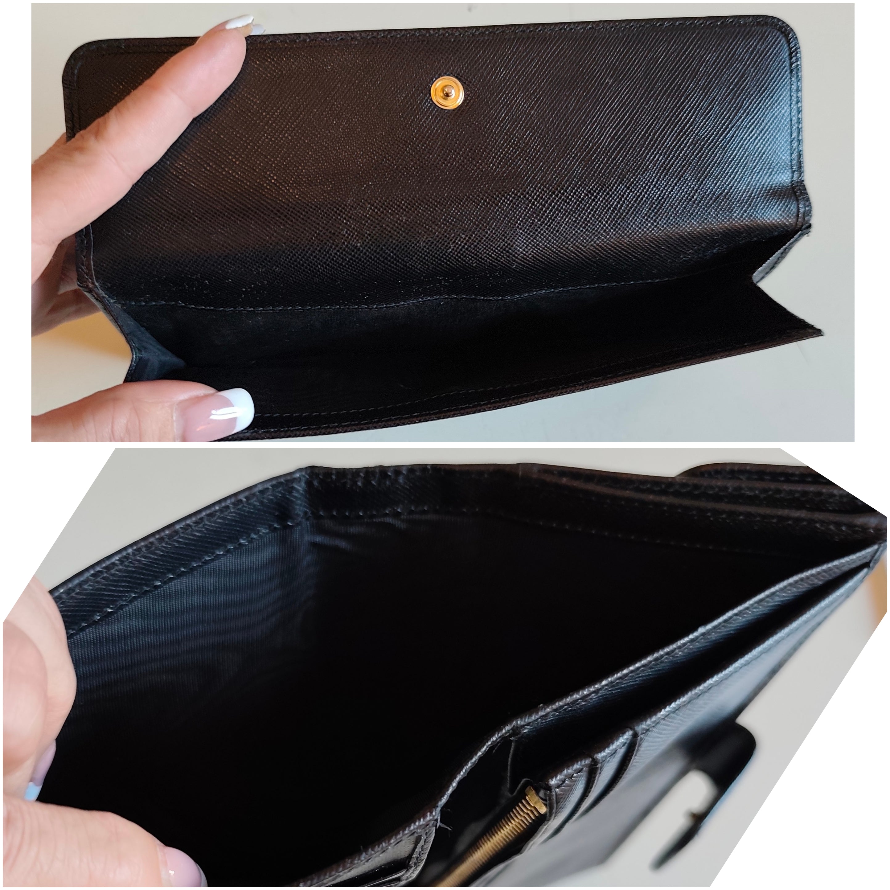 Prada - Portafoglio Donna a Libro Grande in Pelle Saffiano Nera