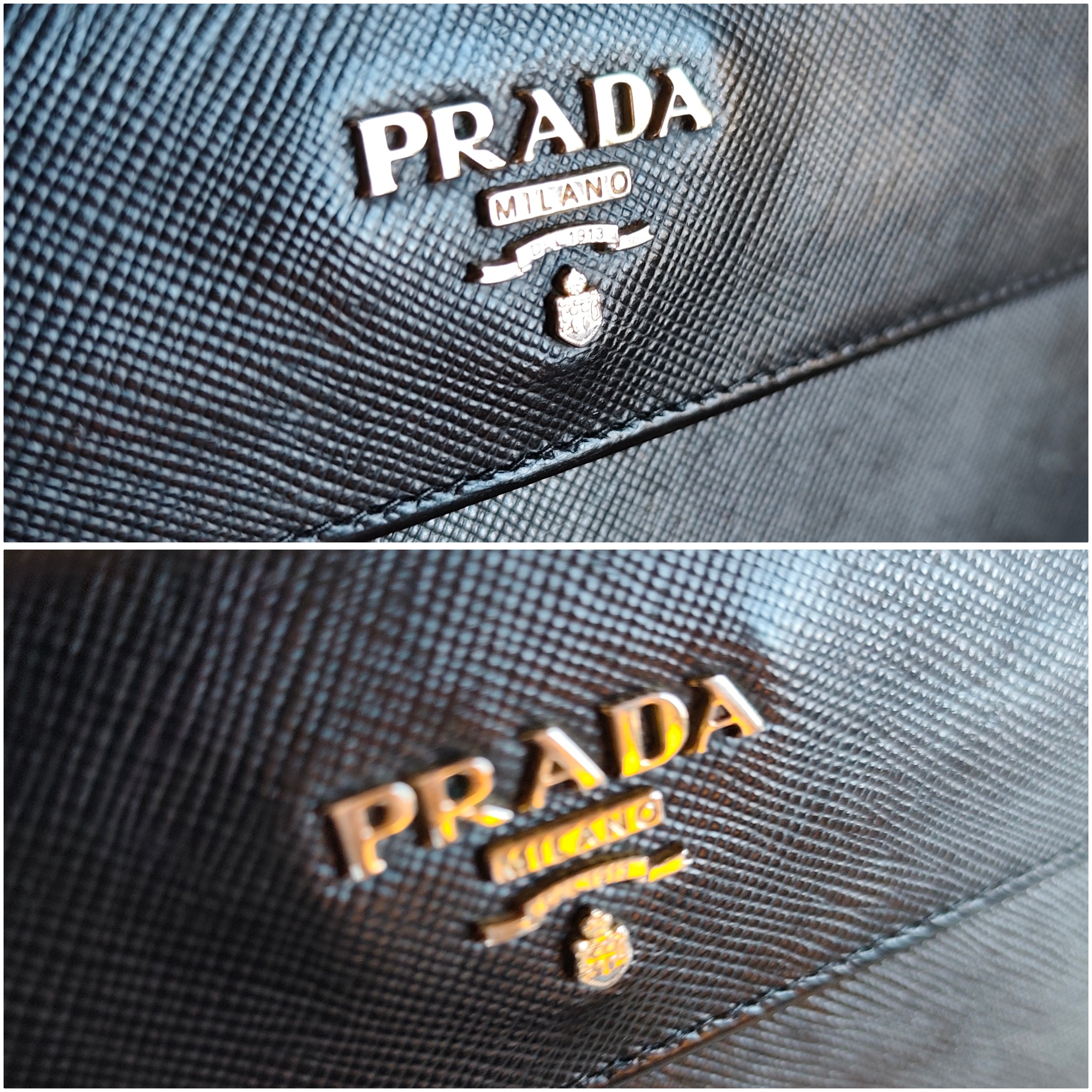 Prada - Portafoglio Donna a Libro Grande in Pelle Saffiano Nera