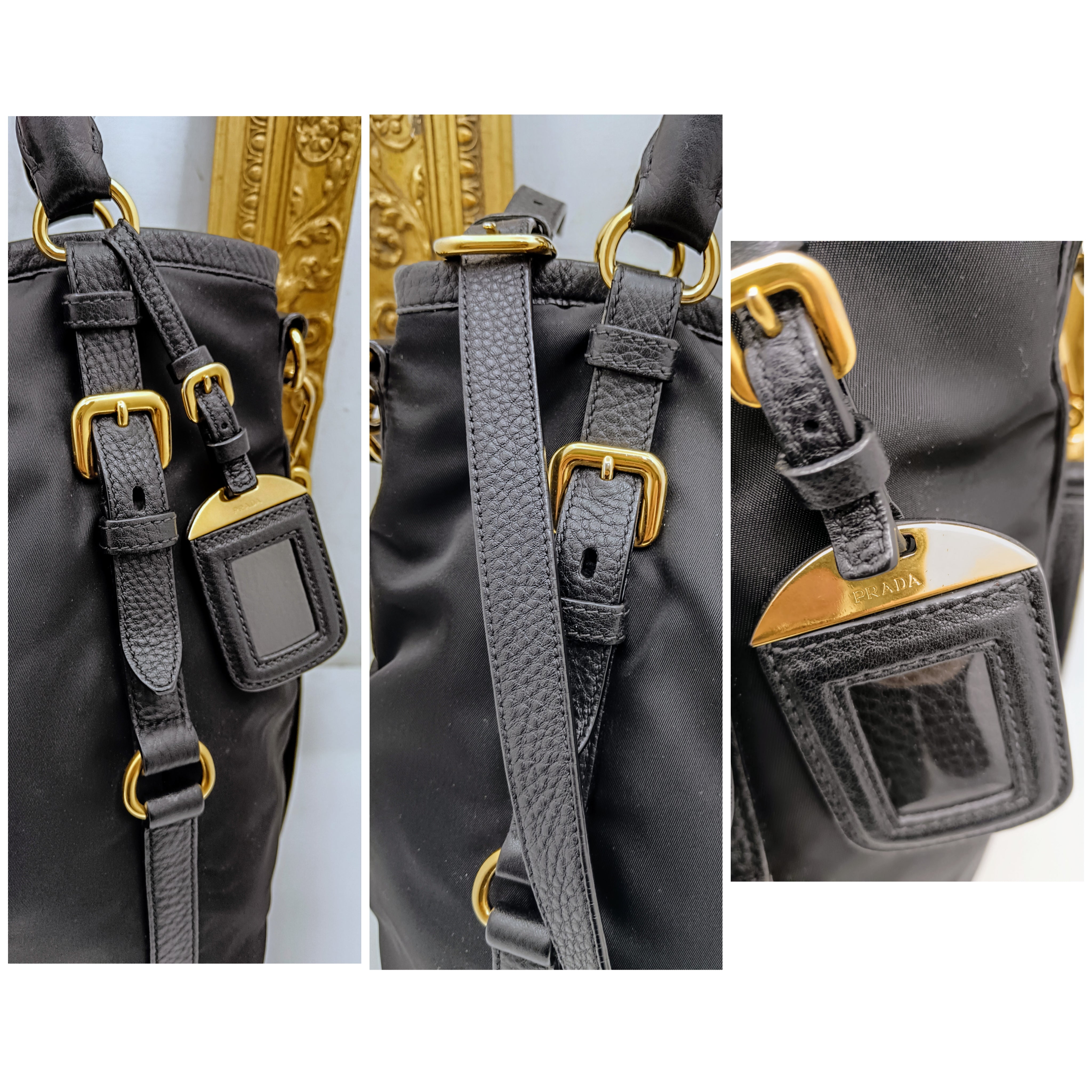 Prada - Shopper Re-Nylon e Pelle Nera Tracolla e fasce in pelle