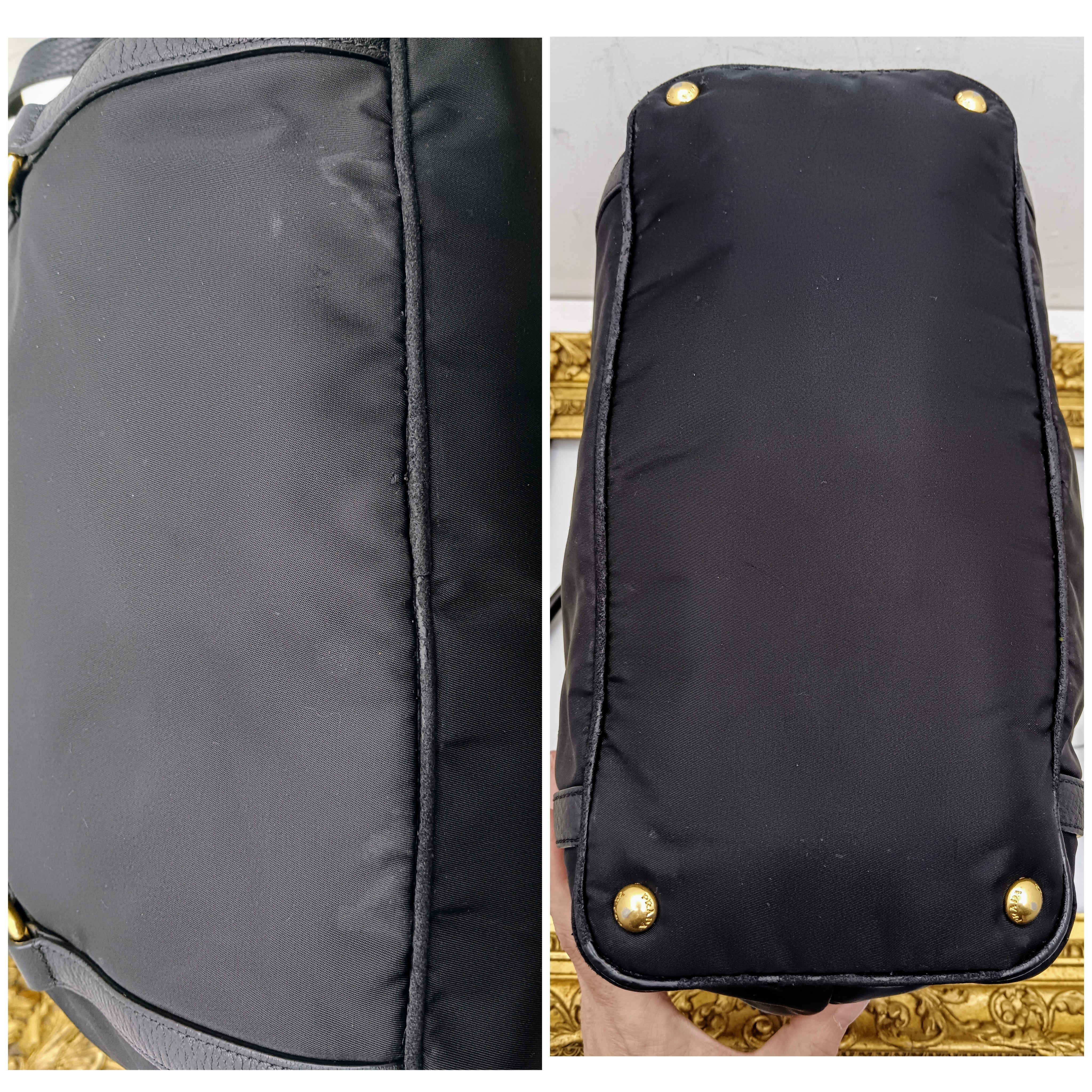 Prada - Shopper Re-Nylon e Pelle Nera Tracolla e fasce in pelle
