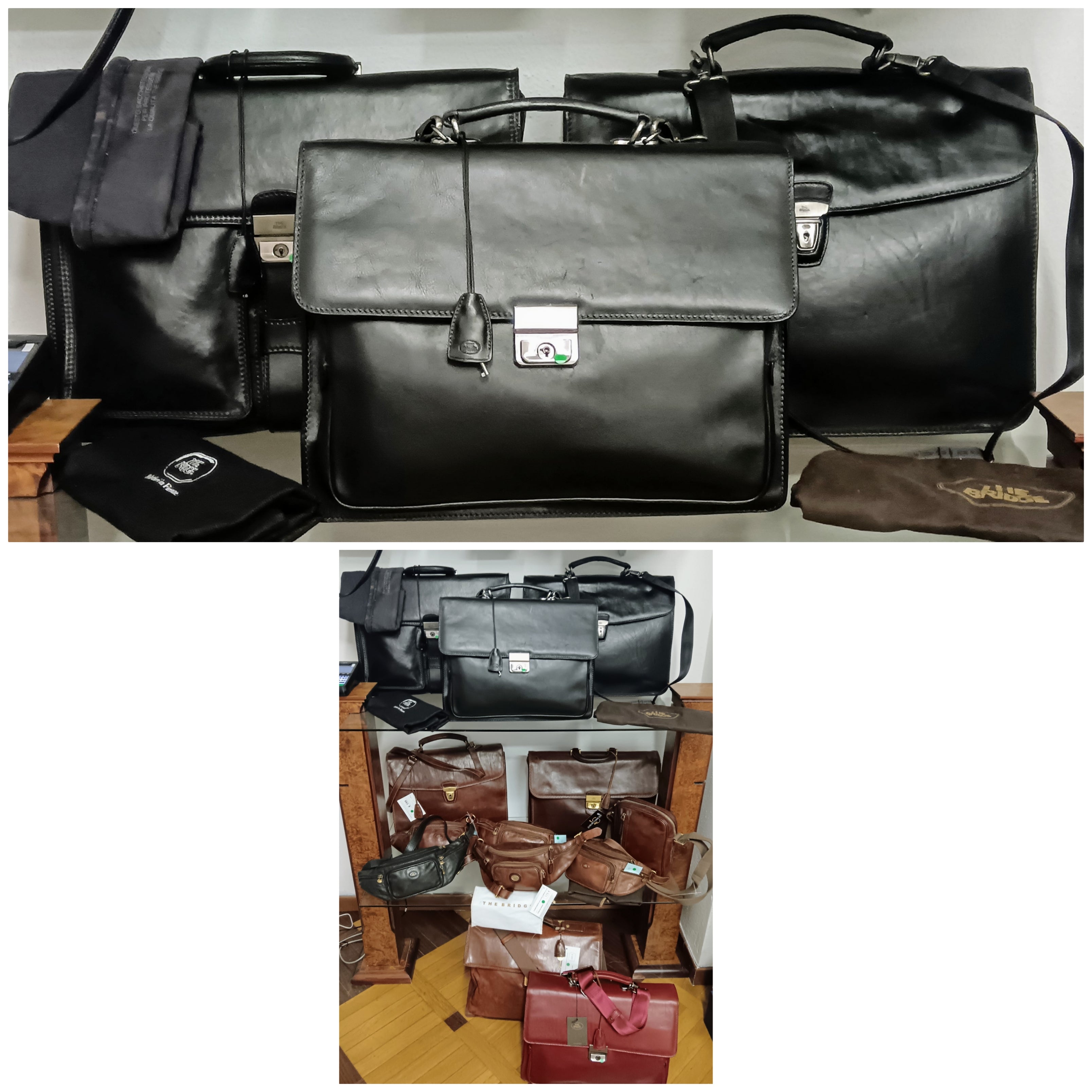 The Bridge – Cartella/Borsa lavoro pelle nera con tracolla