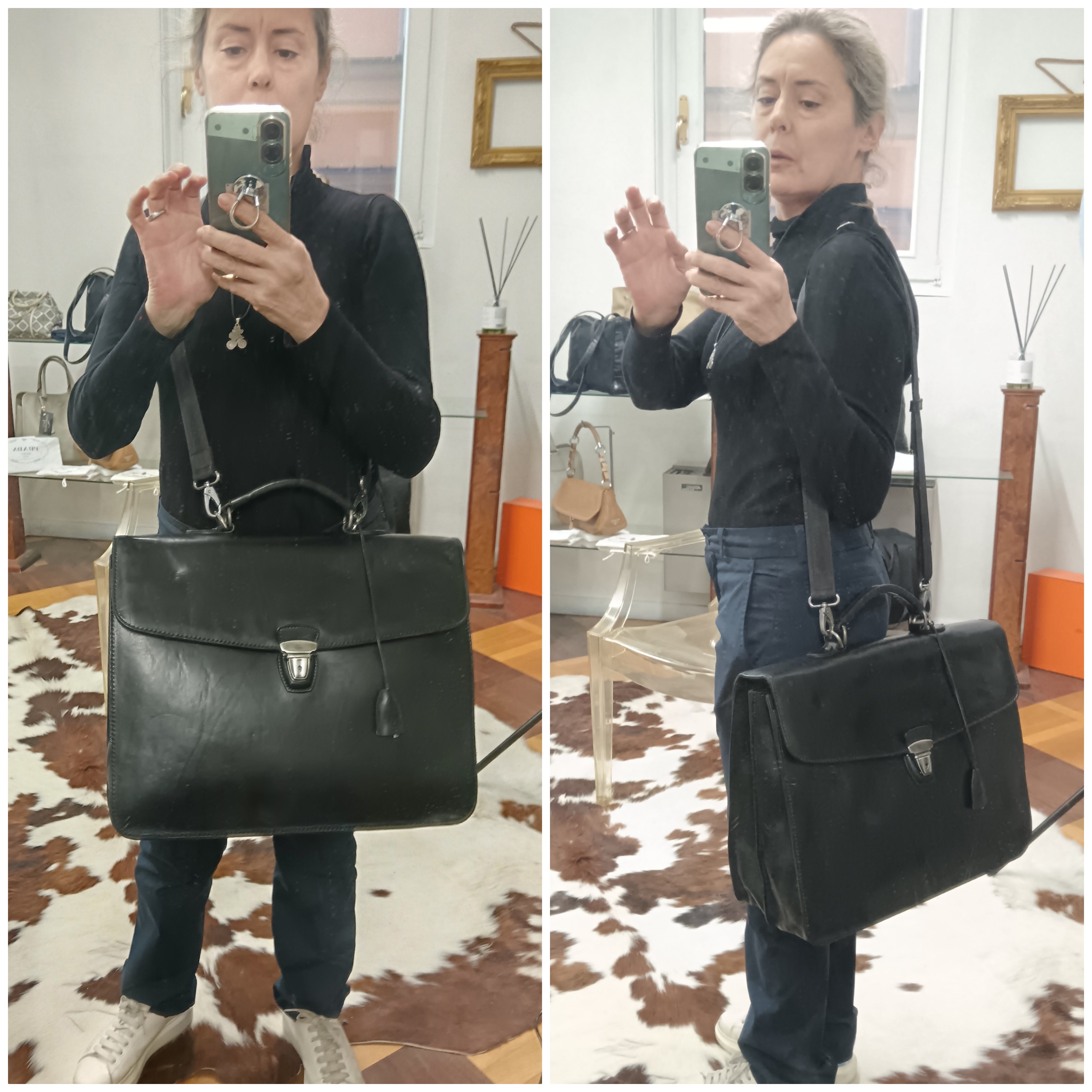 The Bridge – Cartella/Borsa lavoro pelle nera con tracolla