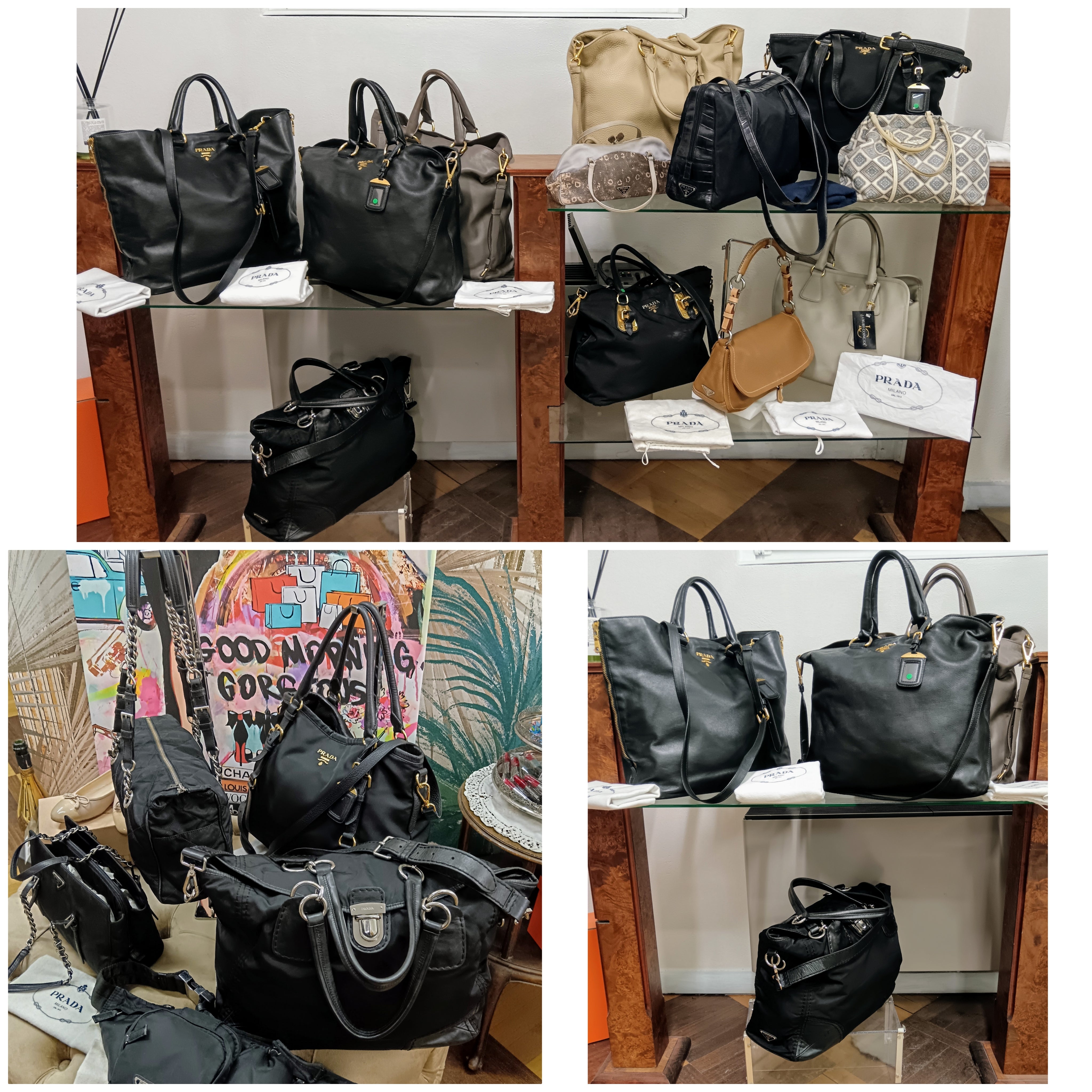 Prada - Shopper a Spalla o Tracolla Nylon e Pelle Chiusura a Scatto