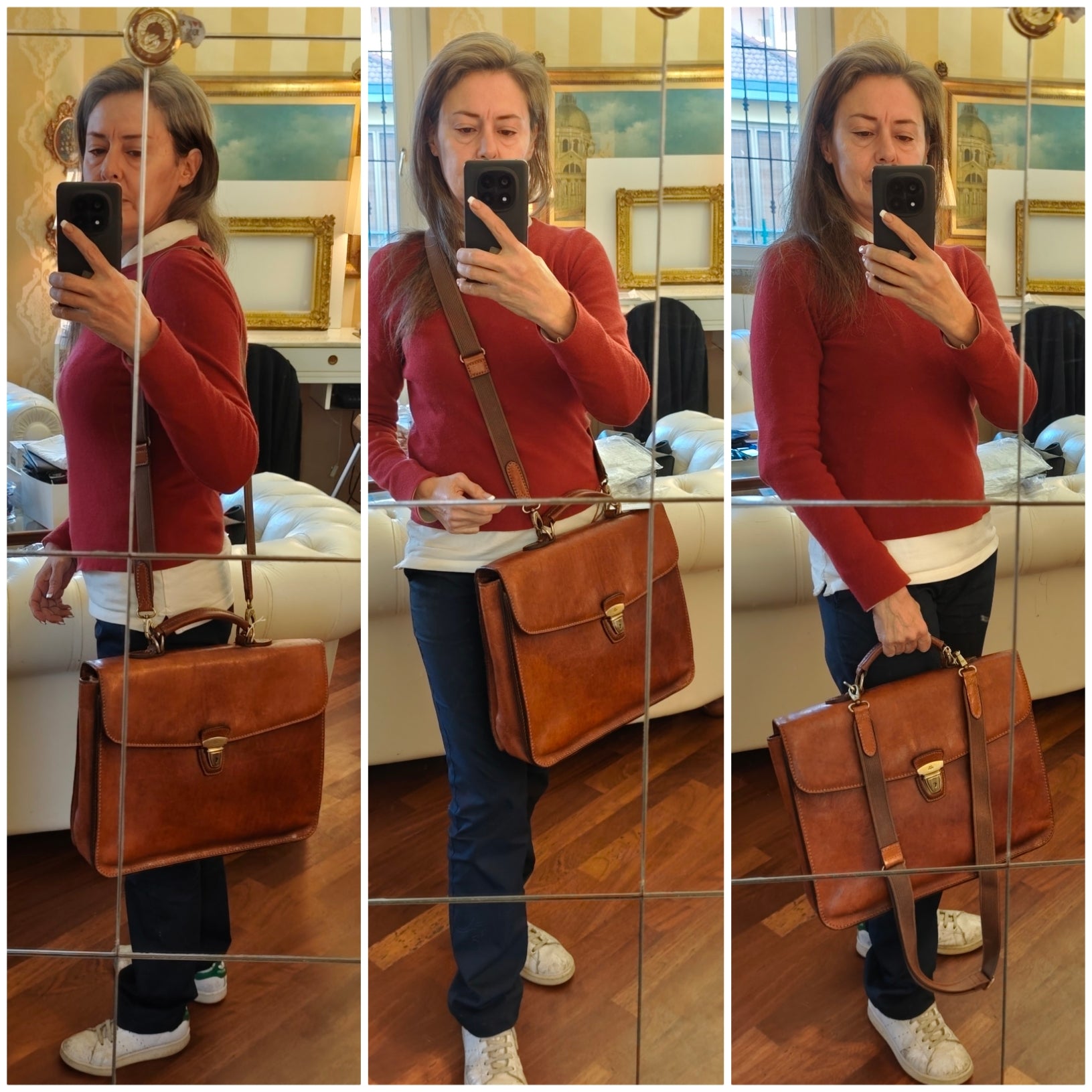 The Bridge – Cartella Story 1 Soffietto a Scatto in Pelle Vintage