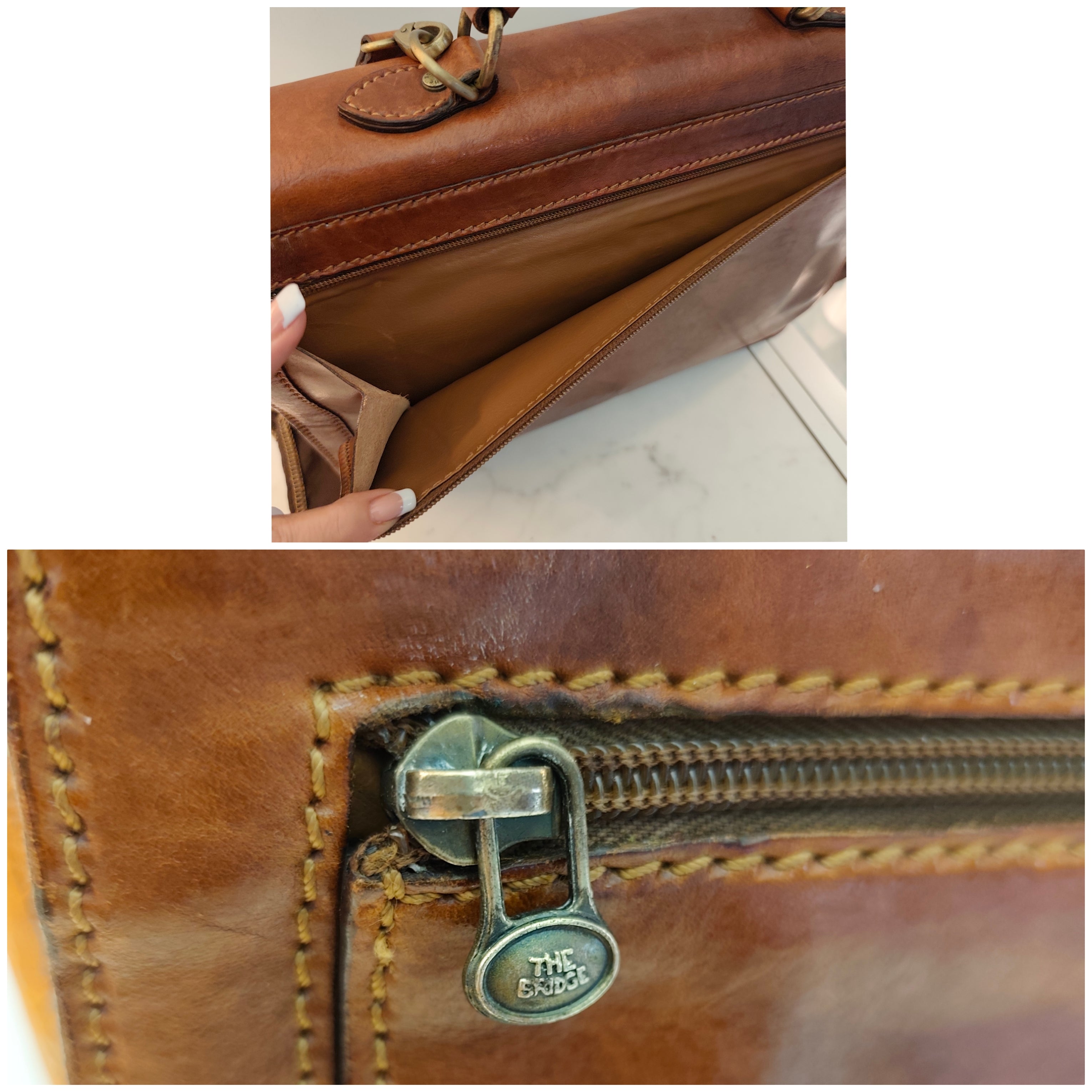 The Bridge – Cartella Story 1 Soffietto a Scatto in Pelle Vintage