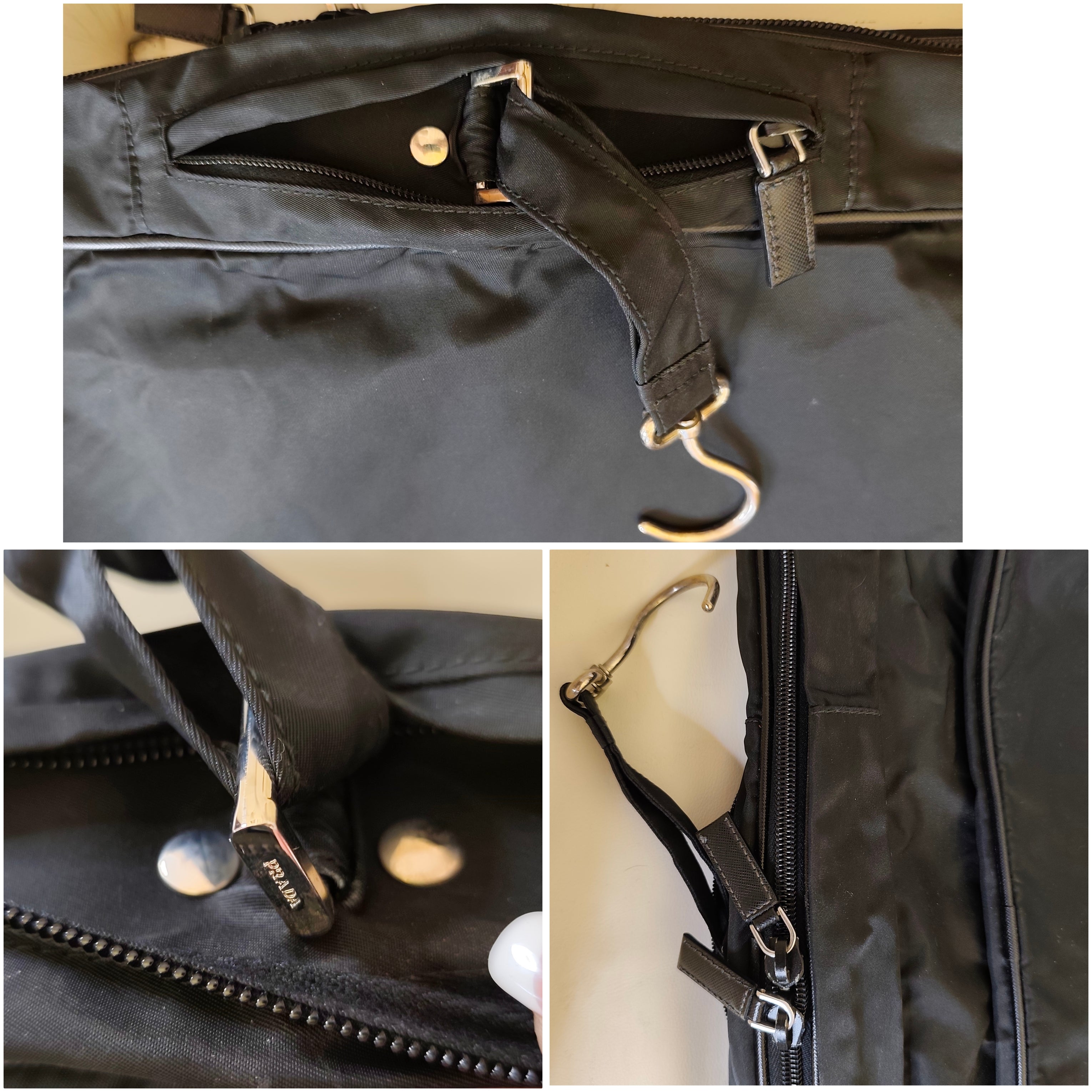 Prada - Borsone Porta Abiti da Viaggio in Re-Nylon e Pelle Saffiano Nera