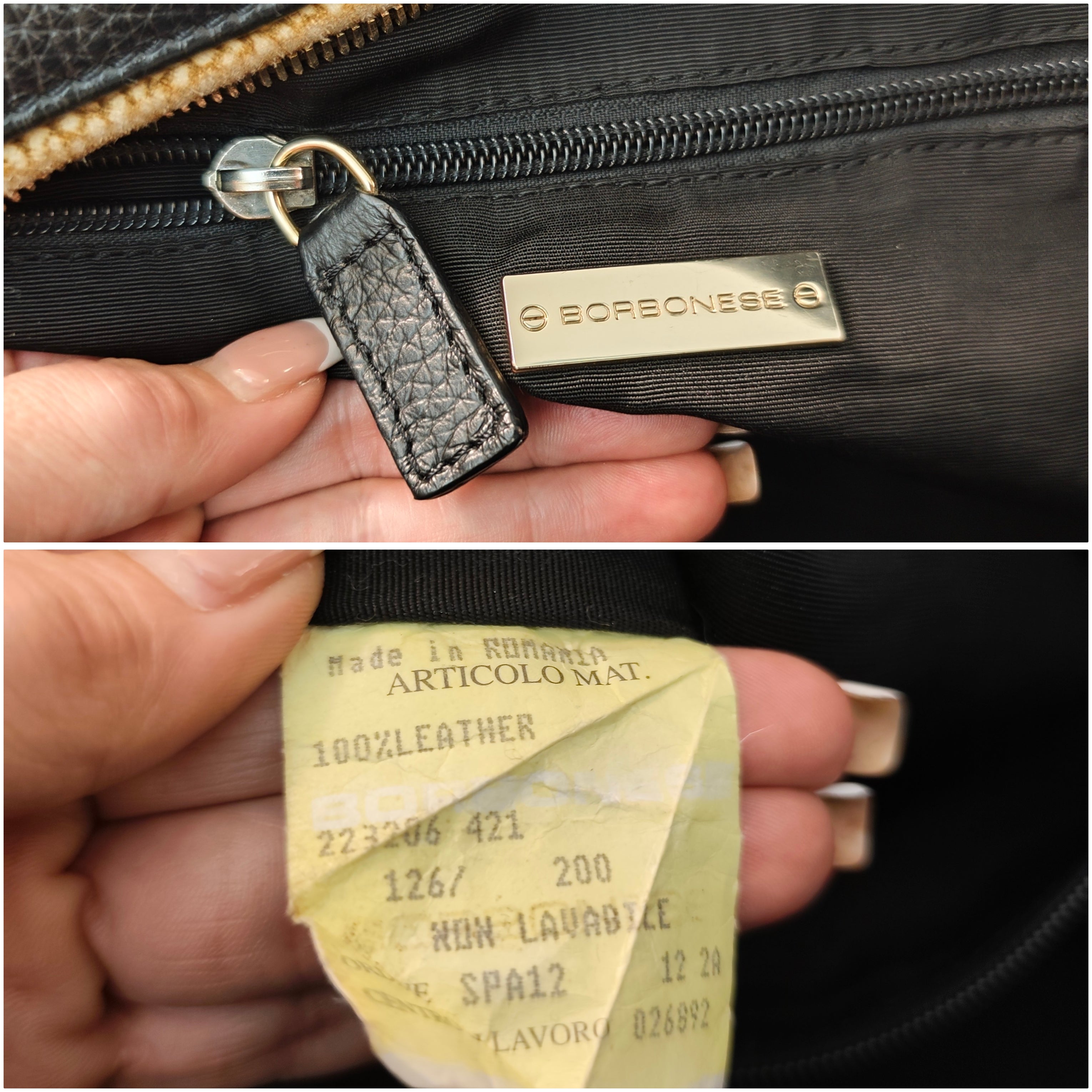 Borbonese - Borsa Bauletto Speedy in Pelle Nera con profili Tapiro