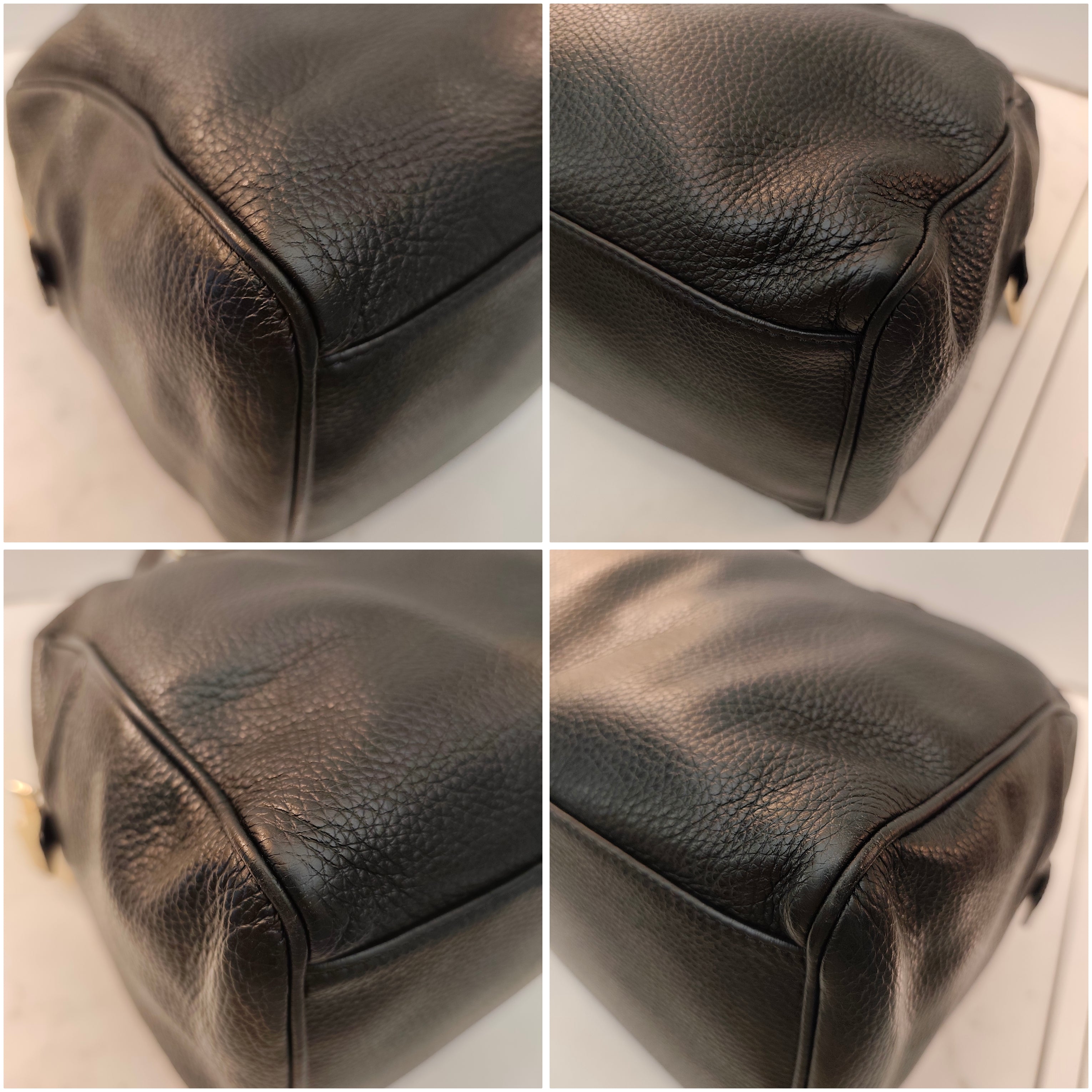 Borbonese - Borsa Bauletto Speedy in Pelle Nera con profili Tapiro