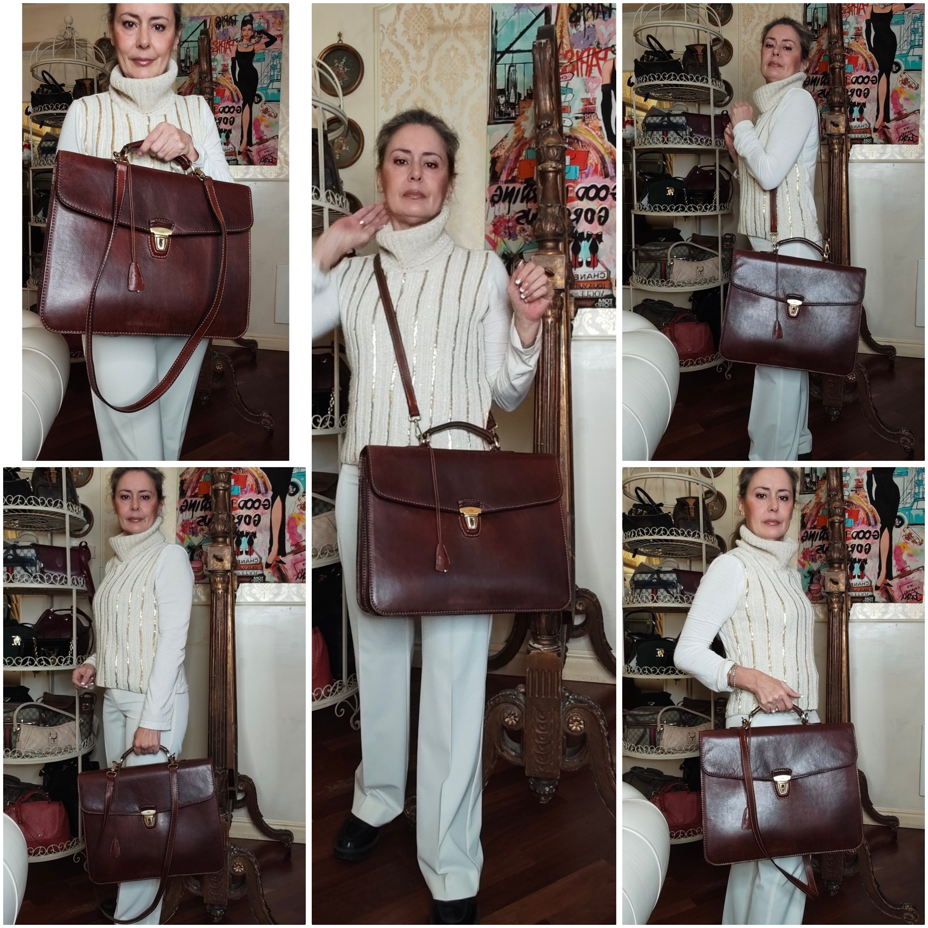 The Bridge Cartella Due Soffietti in Pelle Marrone Linea Story