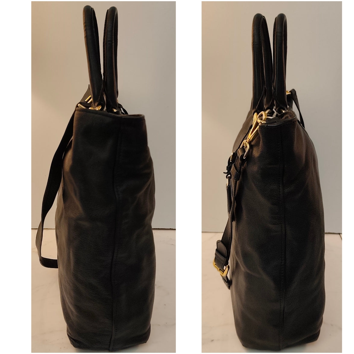 Prada - Shopper Tote Bag in Pelle Spazzolata Nera