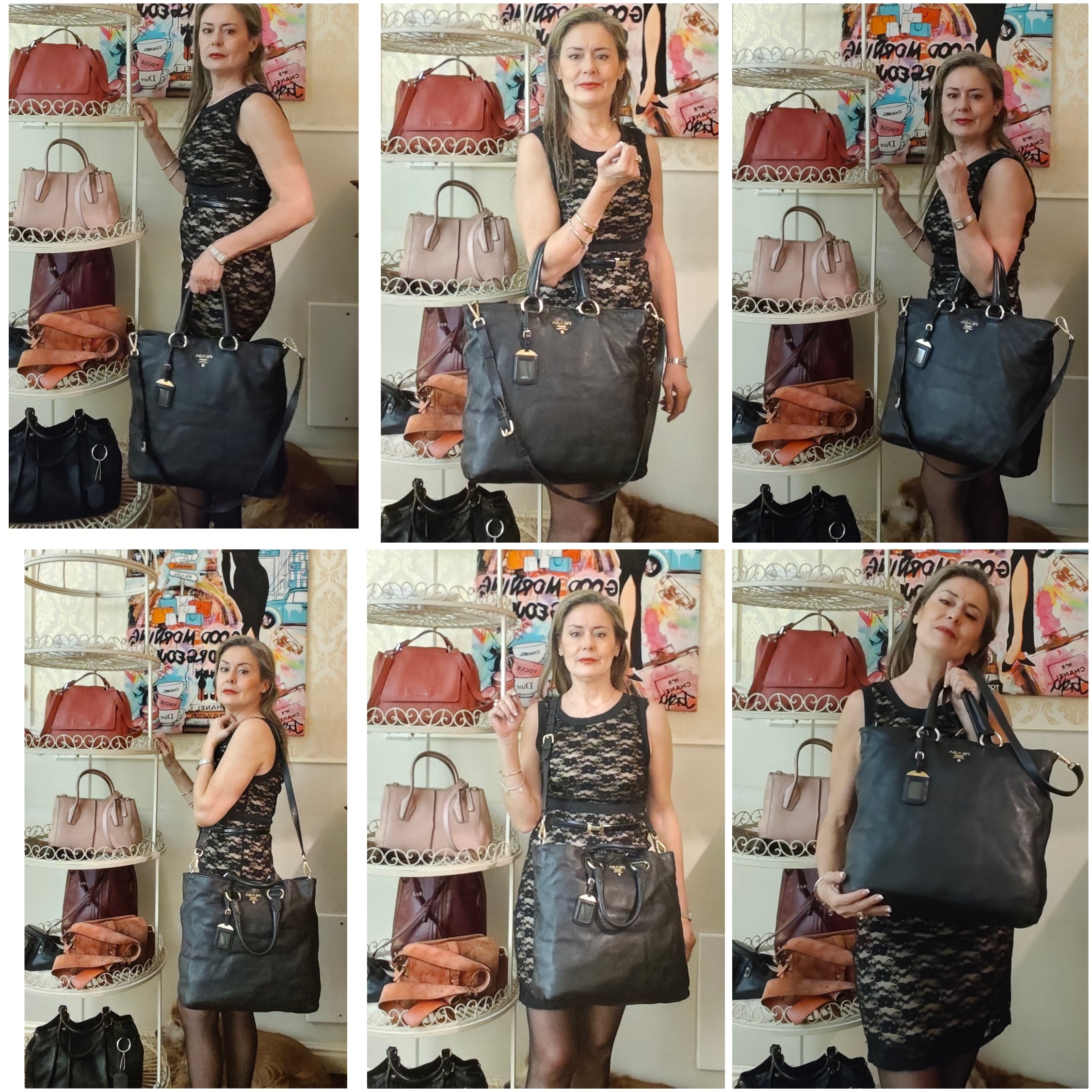 Prada - Shopper Tote Bag in Pelle Spazzolata Nera