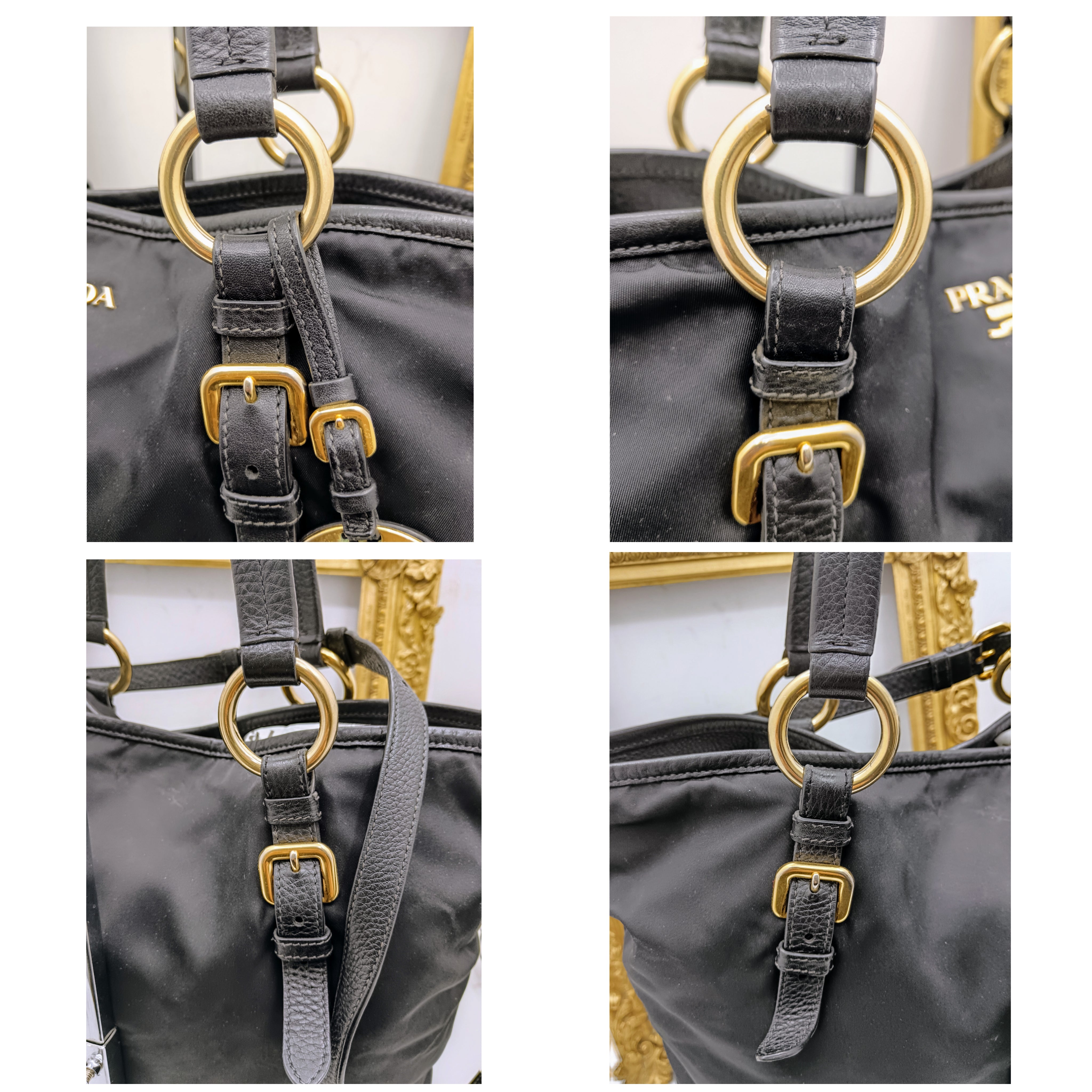 Prada – Shopper Re-Nylon e Pelle Nera Doppi Manici a Spalla con tracolla