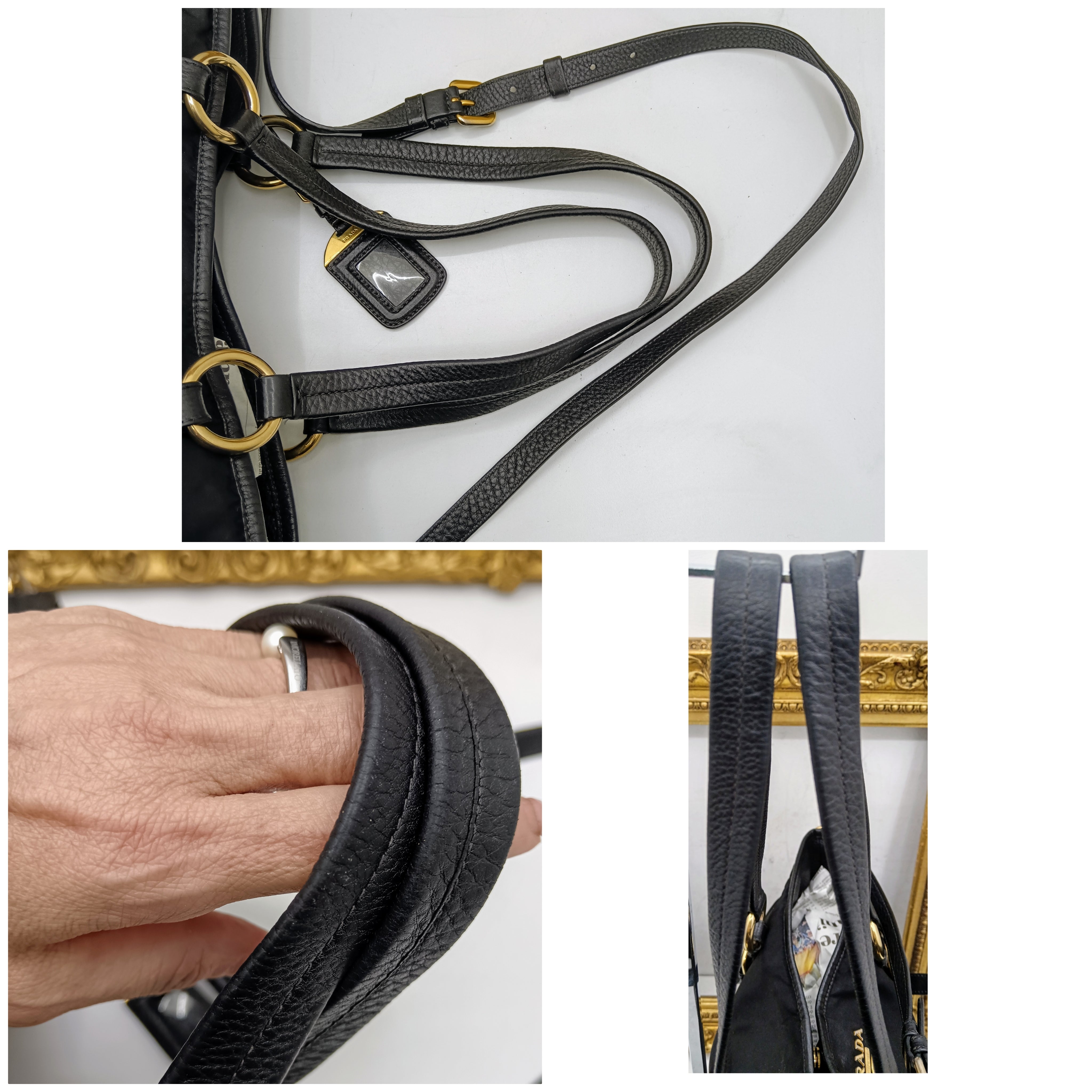 PRADA – Shopper a spalla Re-Nylon e Pelle Nera Doppi Manici con tracolla
