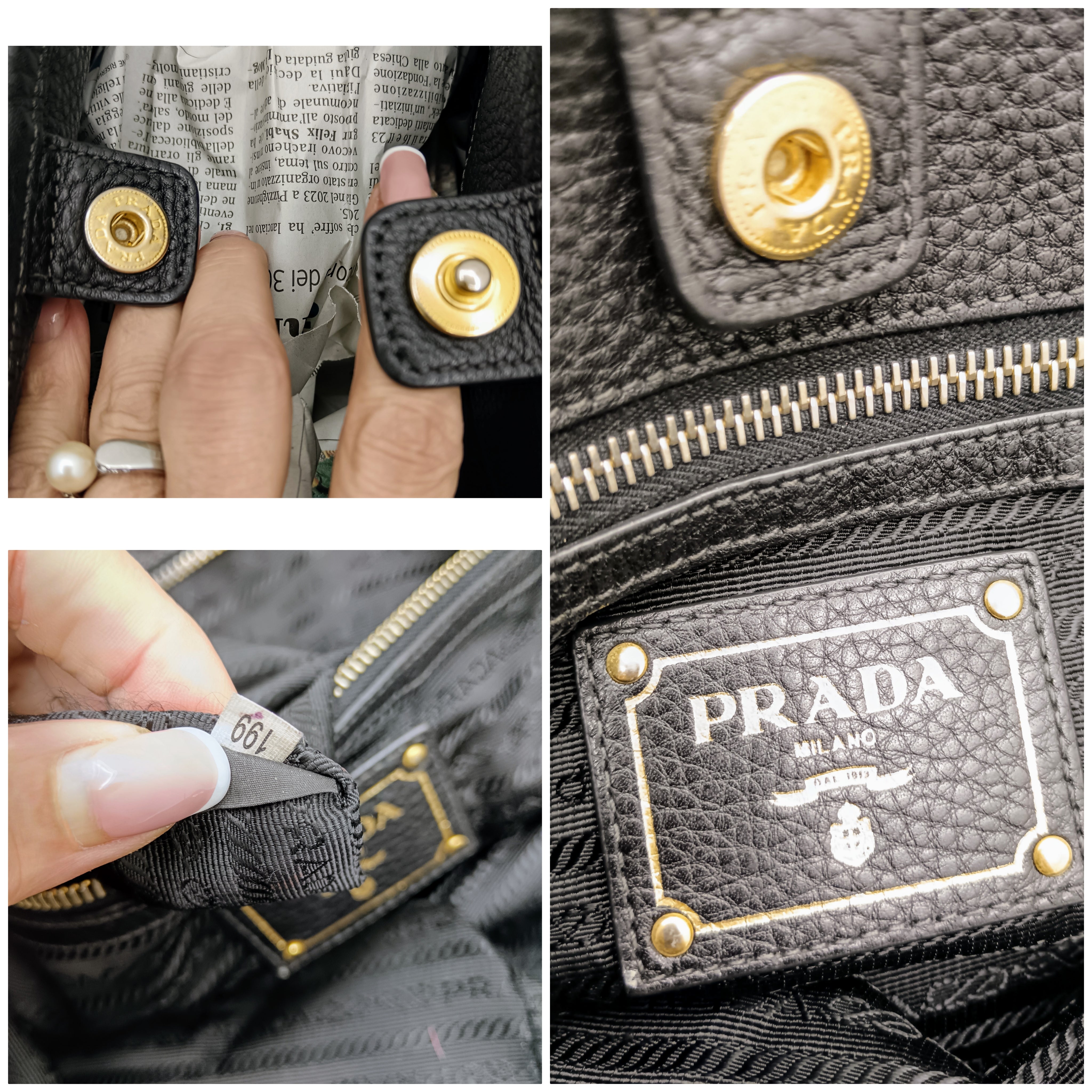 PRADA – Shopper a spalla Re-Nylon e Pelle Nera Doppi Manici con tracolla