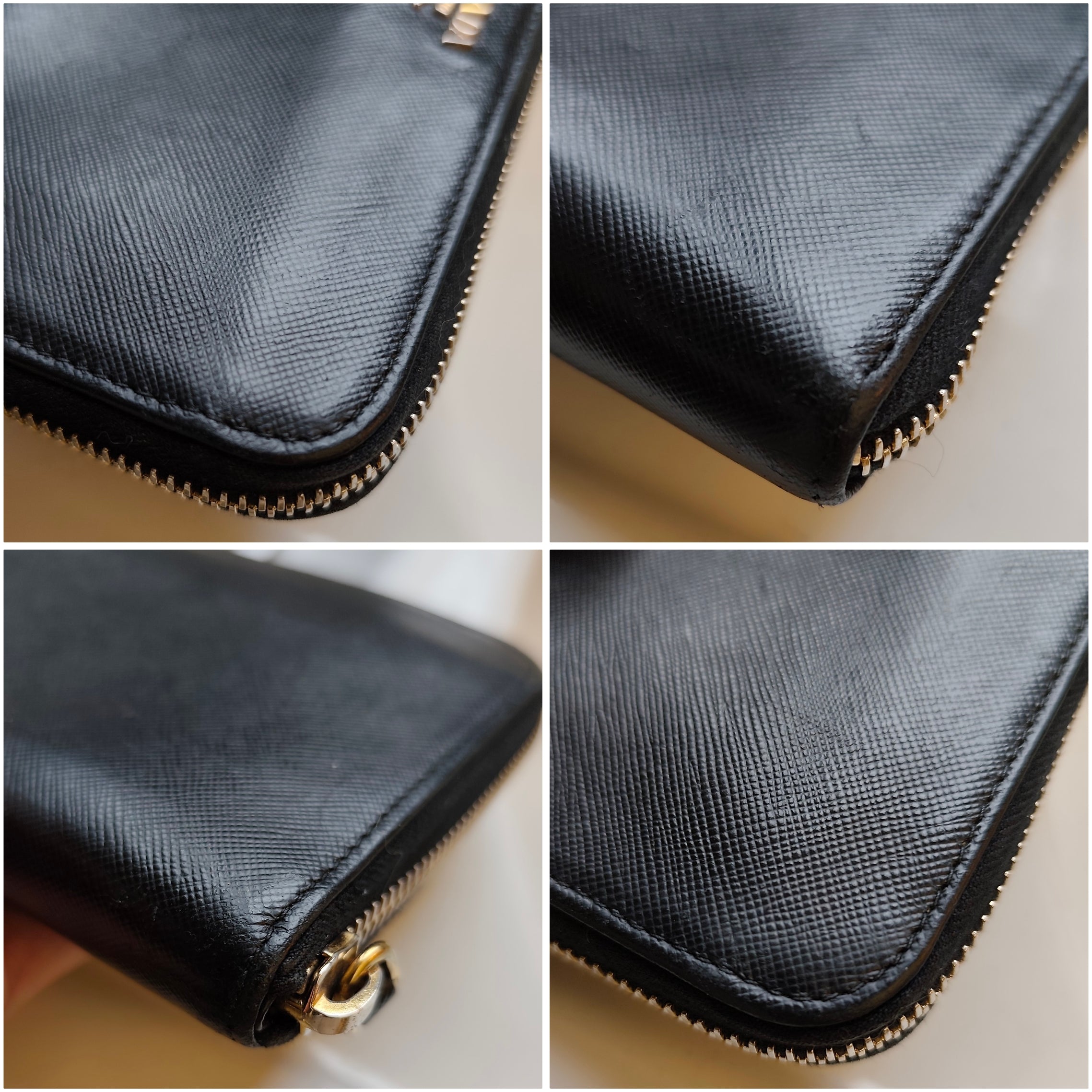 Prada - Portafoglio Continental Zip All-round in Pelle Saffiano Nero