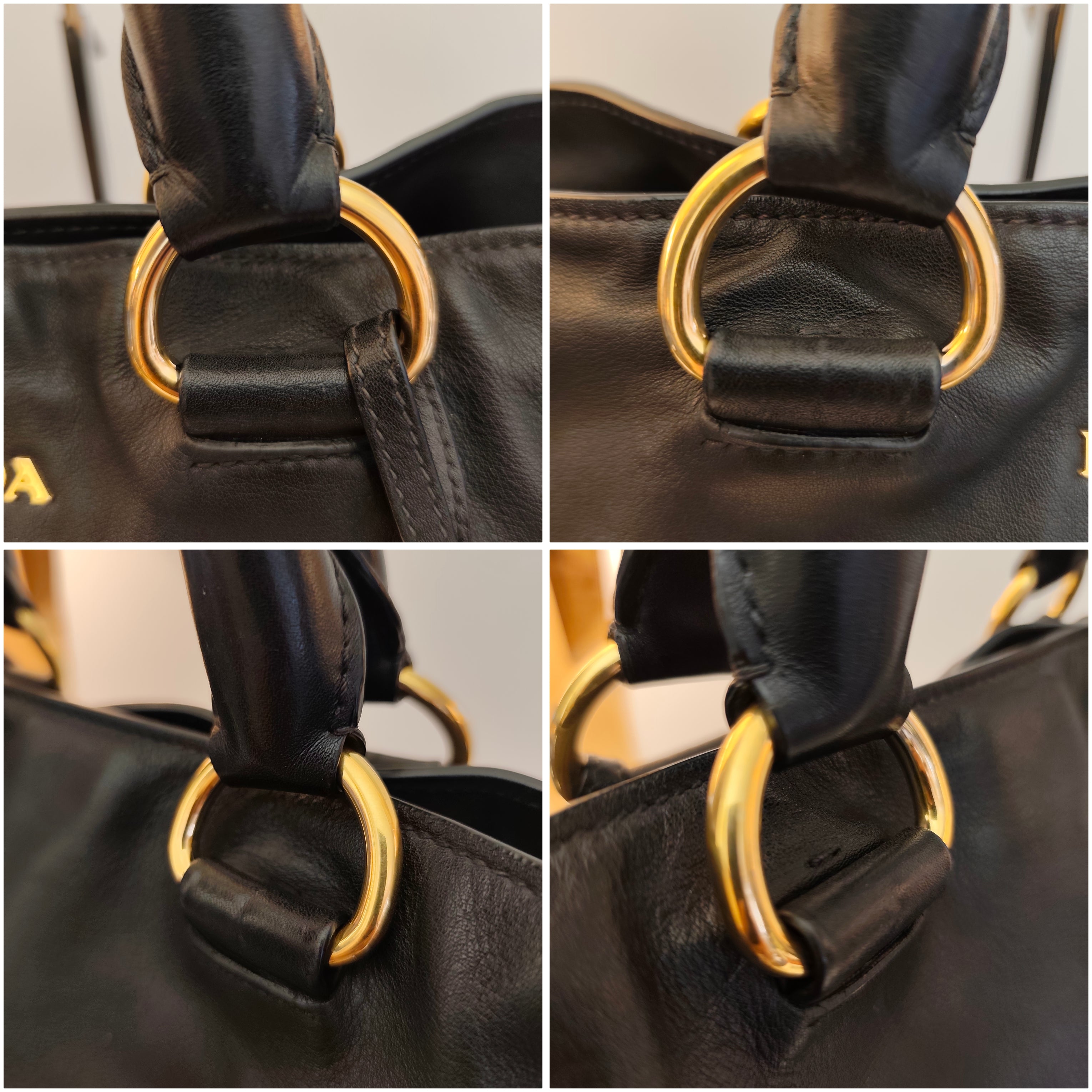 Prada - Shopper Tote Bag in Pelle Spazzolata Nera