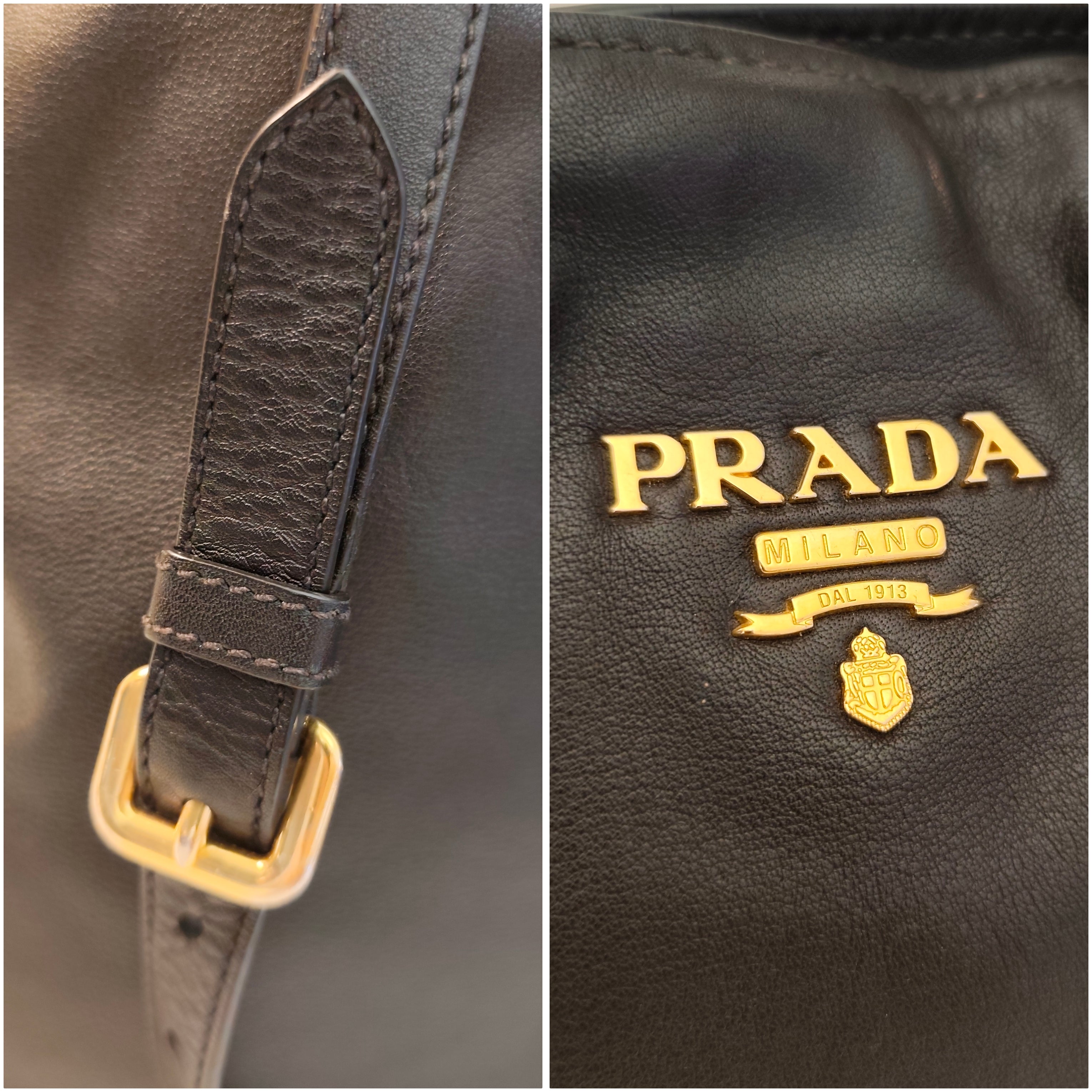 Prada - Shopper Tote Bag in Pelle Spazzolata Nera