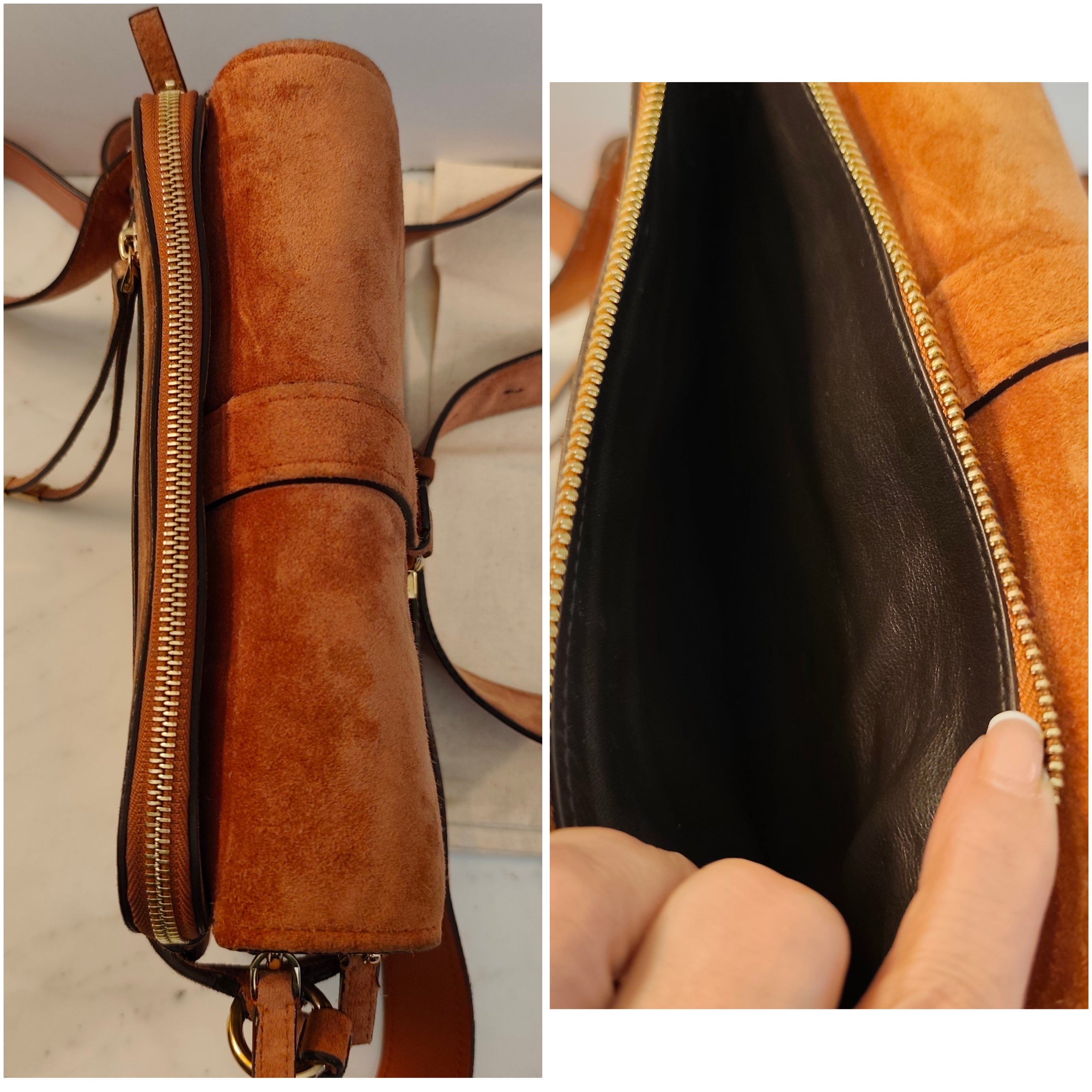 Salvatore Ferragamo – Borsa a Tracolla “Fiore” in Camoscio Albicocca