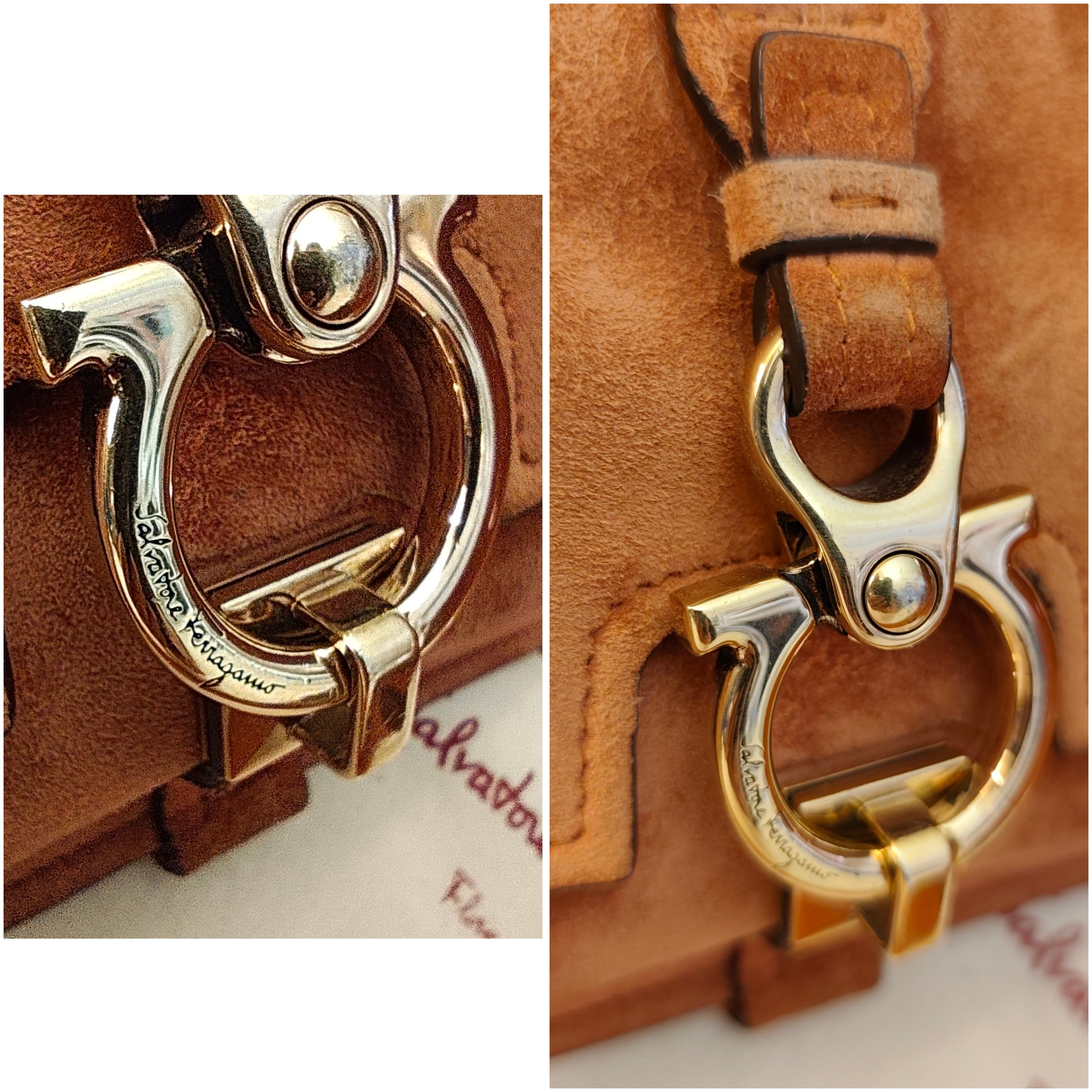 Salvatore Ferragamo – Borsa a Tracolla “Fiore” in Camoscio Albicocca