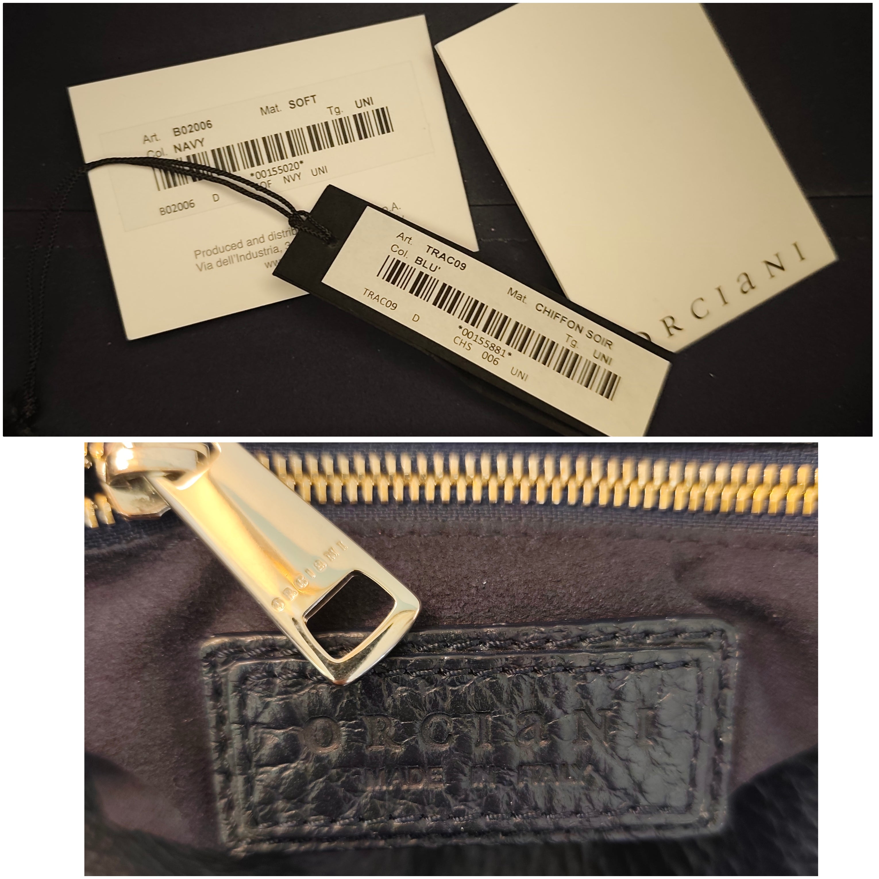 Orciani - Sveva Soft Media in Pelle Blu Navy con Tracolla