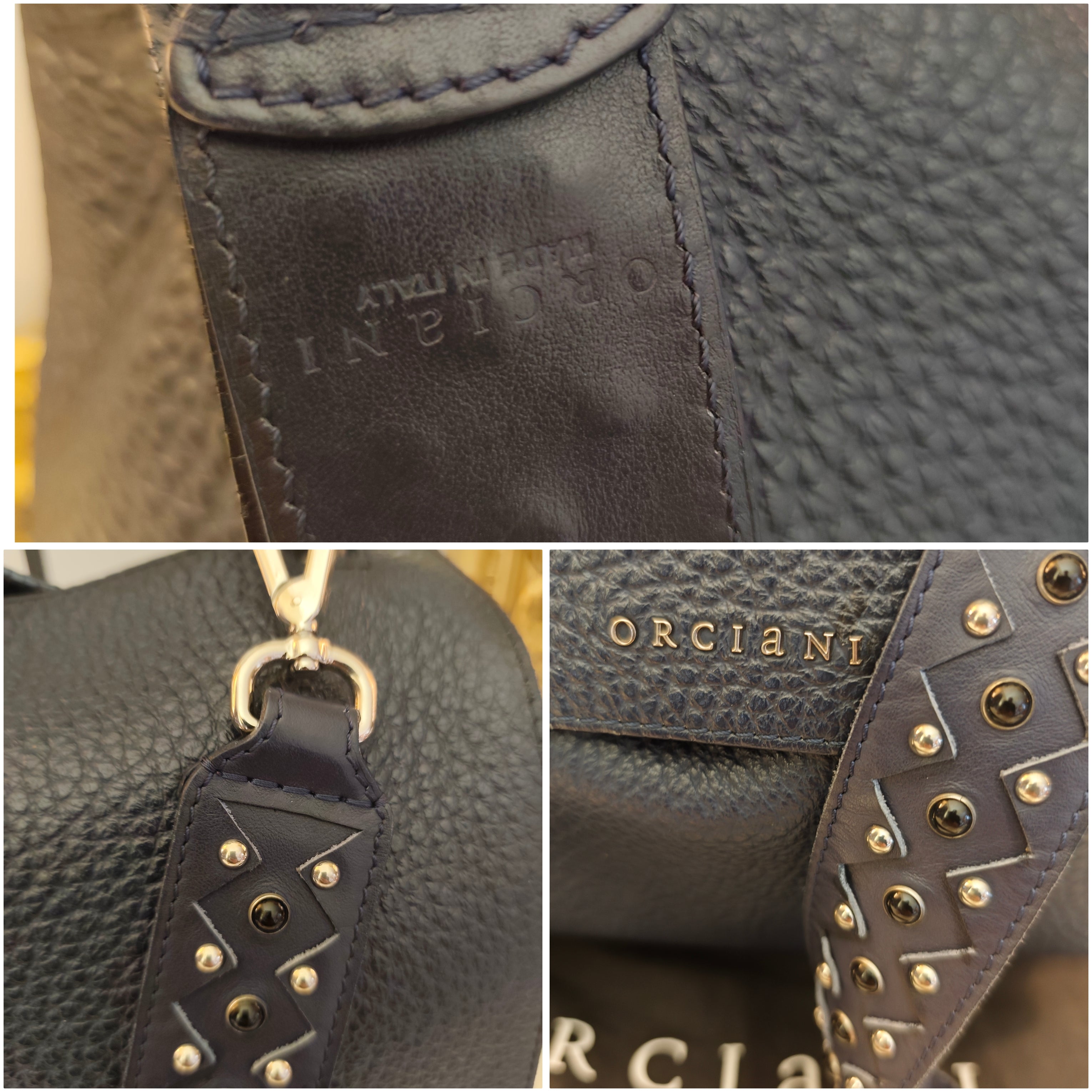 Orciani - Sveva Soft Media in Pelle Blu Navy con Tracolla