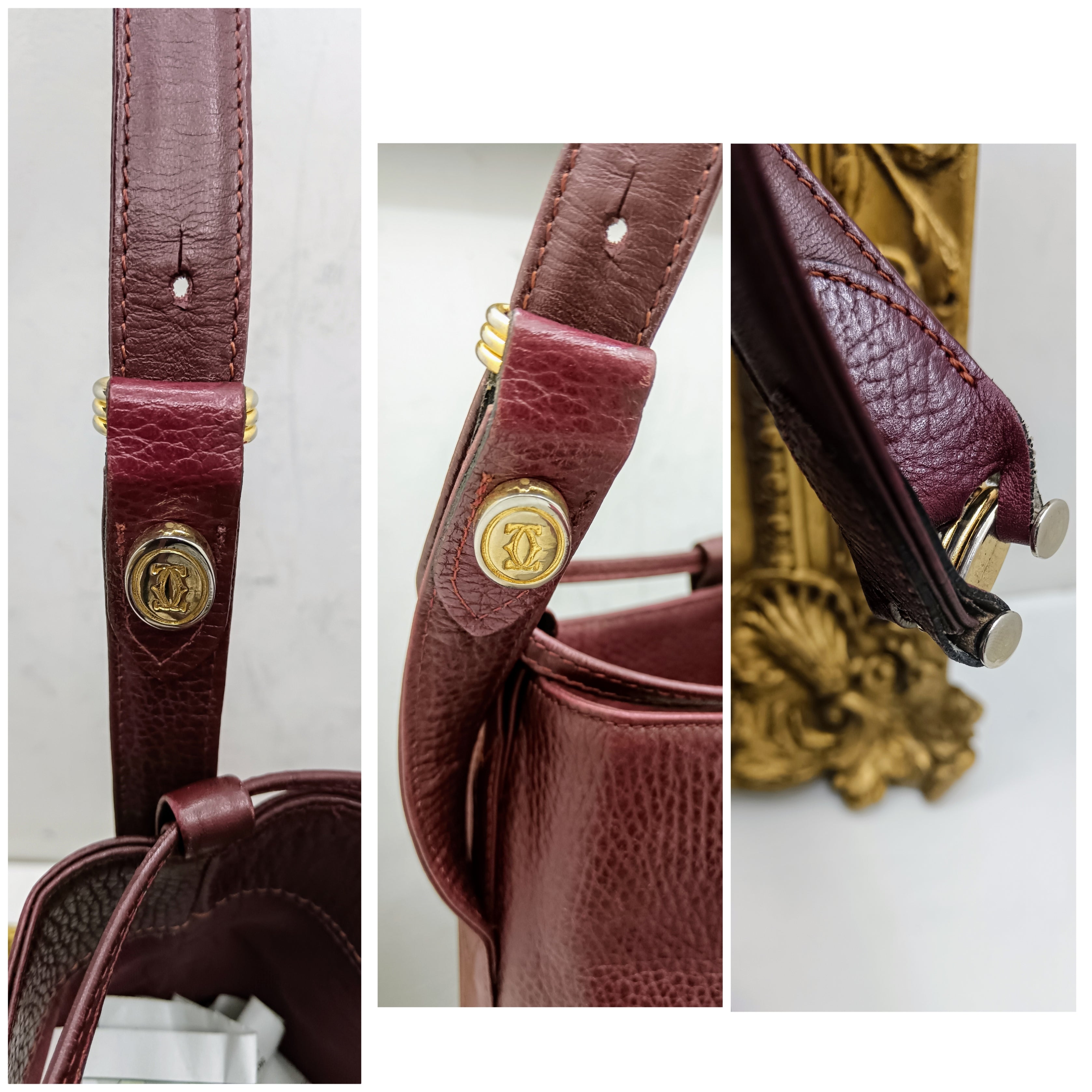 Cartier – Secchiello Ovale in Pelle Bordeaux Vintage