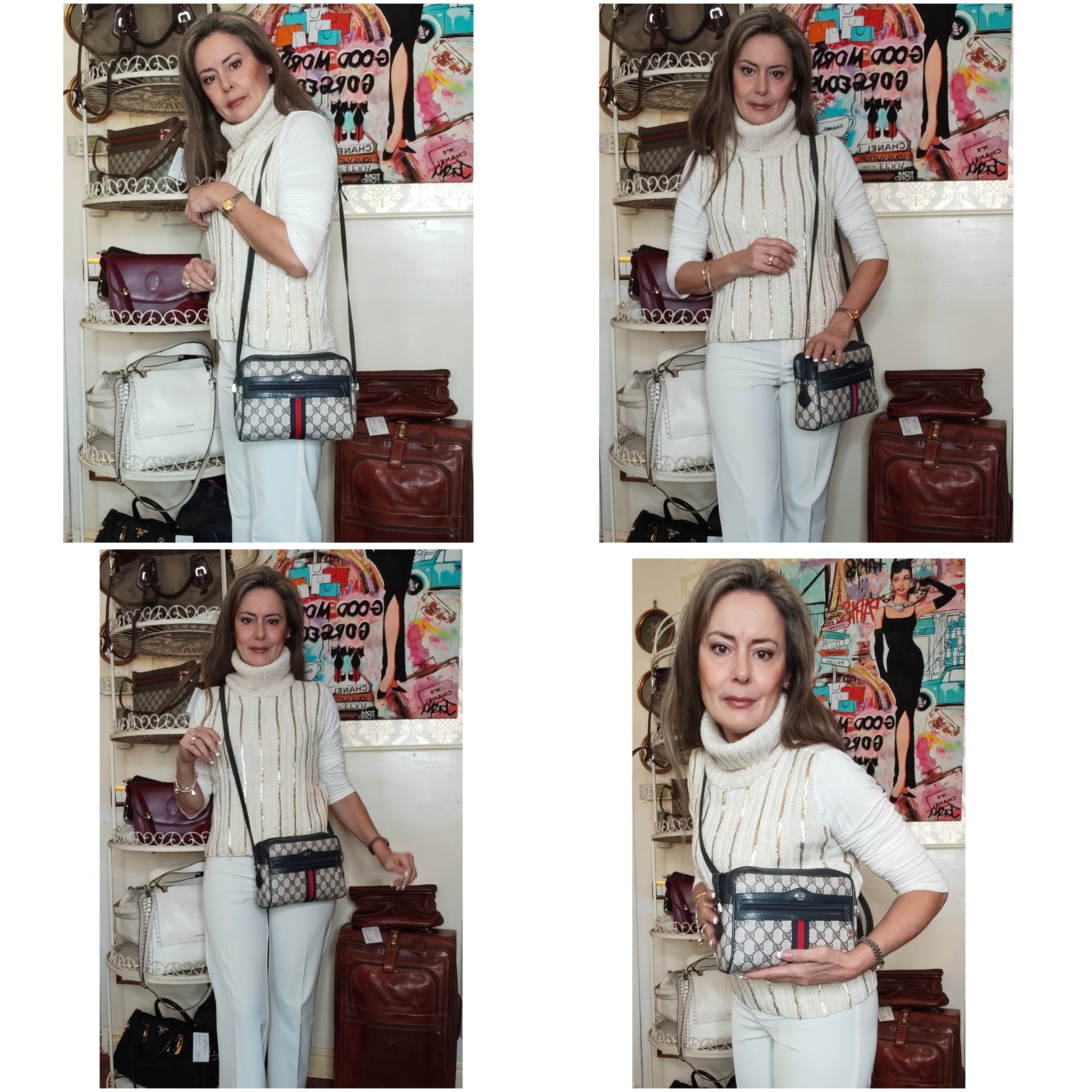 Gucci - Ophidia Camera Bag Postina a Tracolla “GG” Supreme Blu Vintage