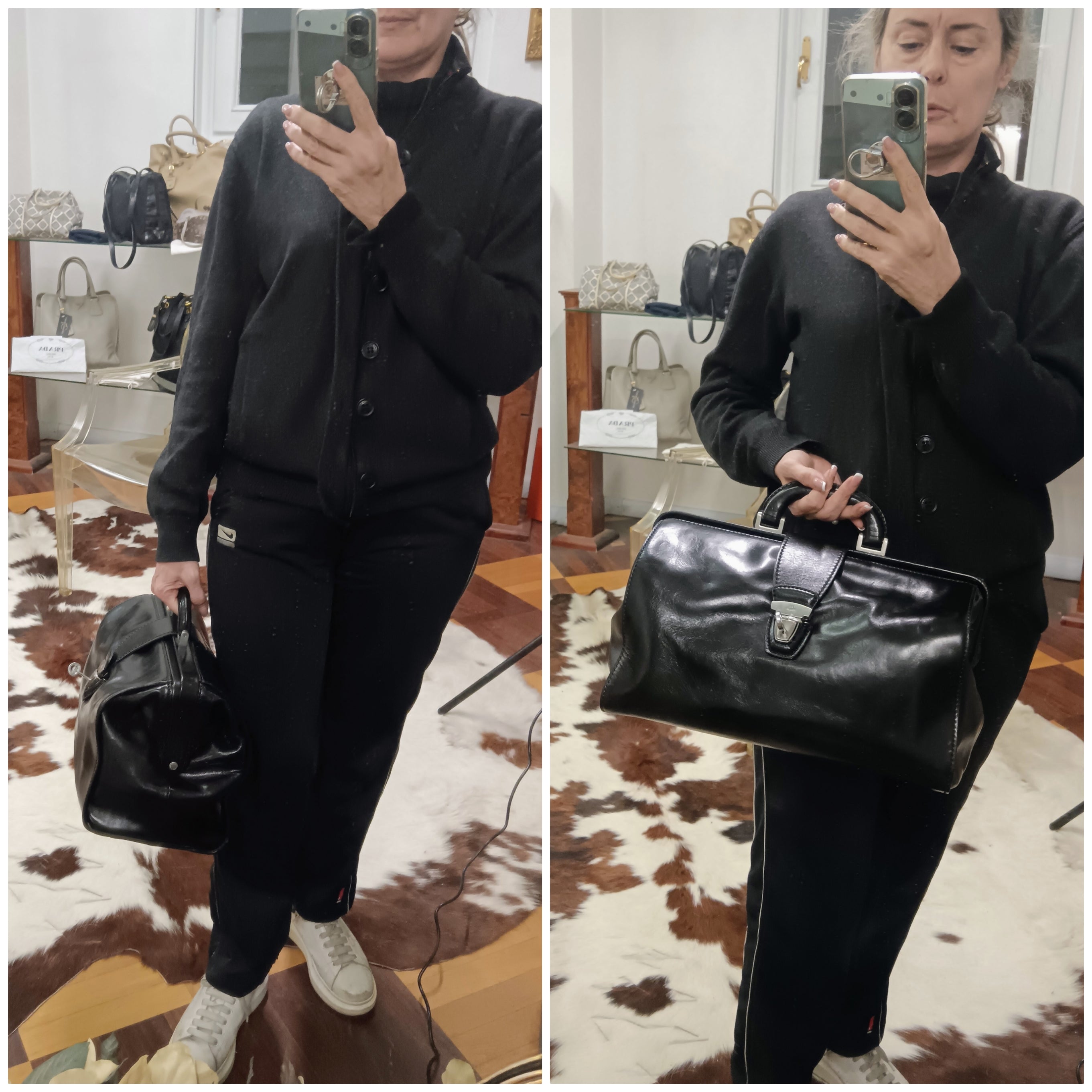 The Bridge – Borsa Dottore in Pelle Nera Linea Story Full Set NUOVA