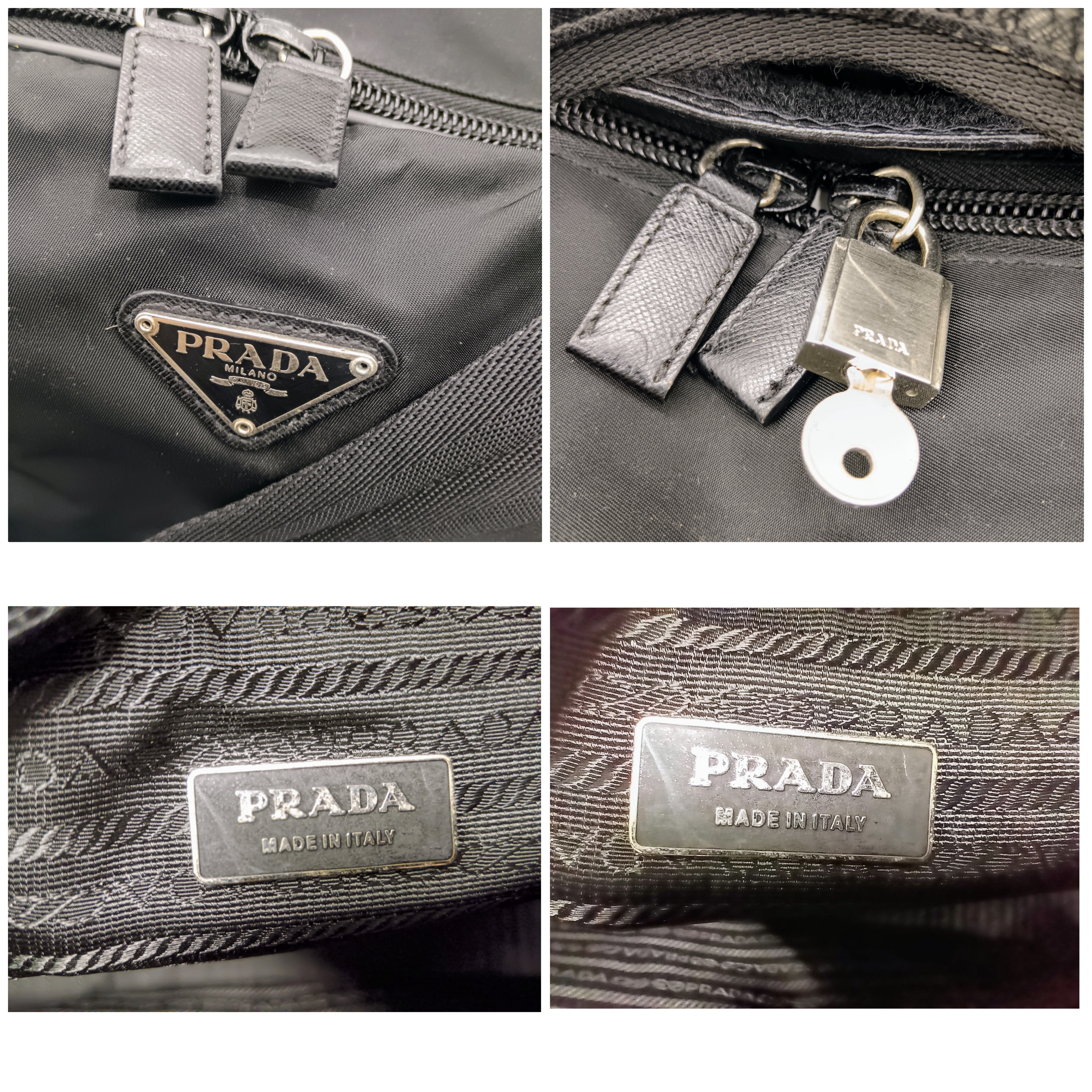 Prada - Borsone da Viaggio/Valigia a Tracolla 3 Scomparti Nylon Nero