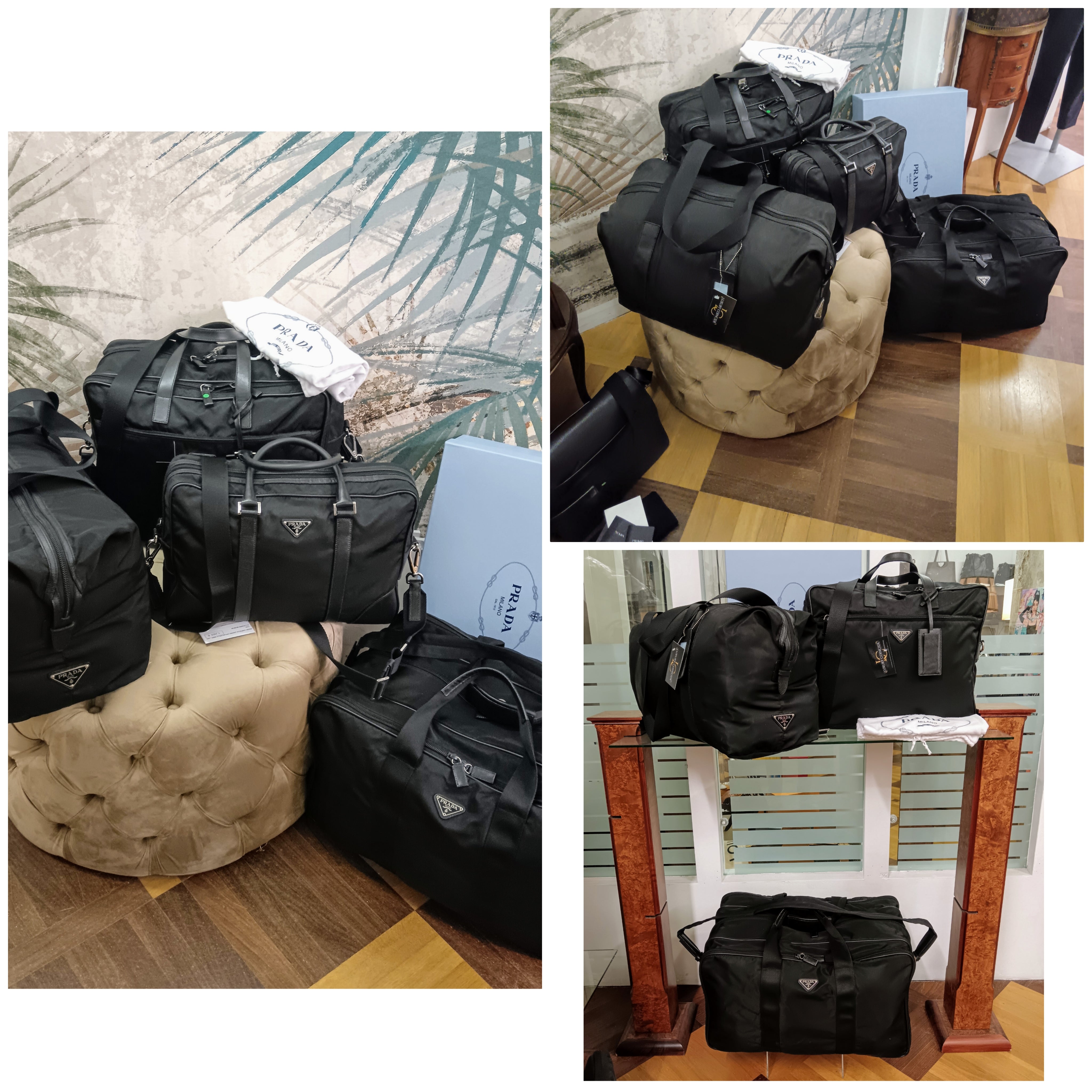 Prada - Borsone da Viaggio/Valigia a Tracolla 3 Scomparti Nylon Nero