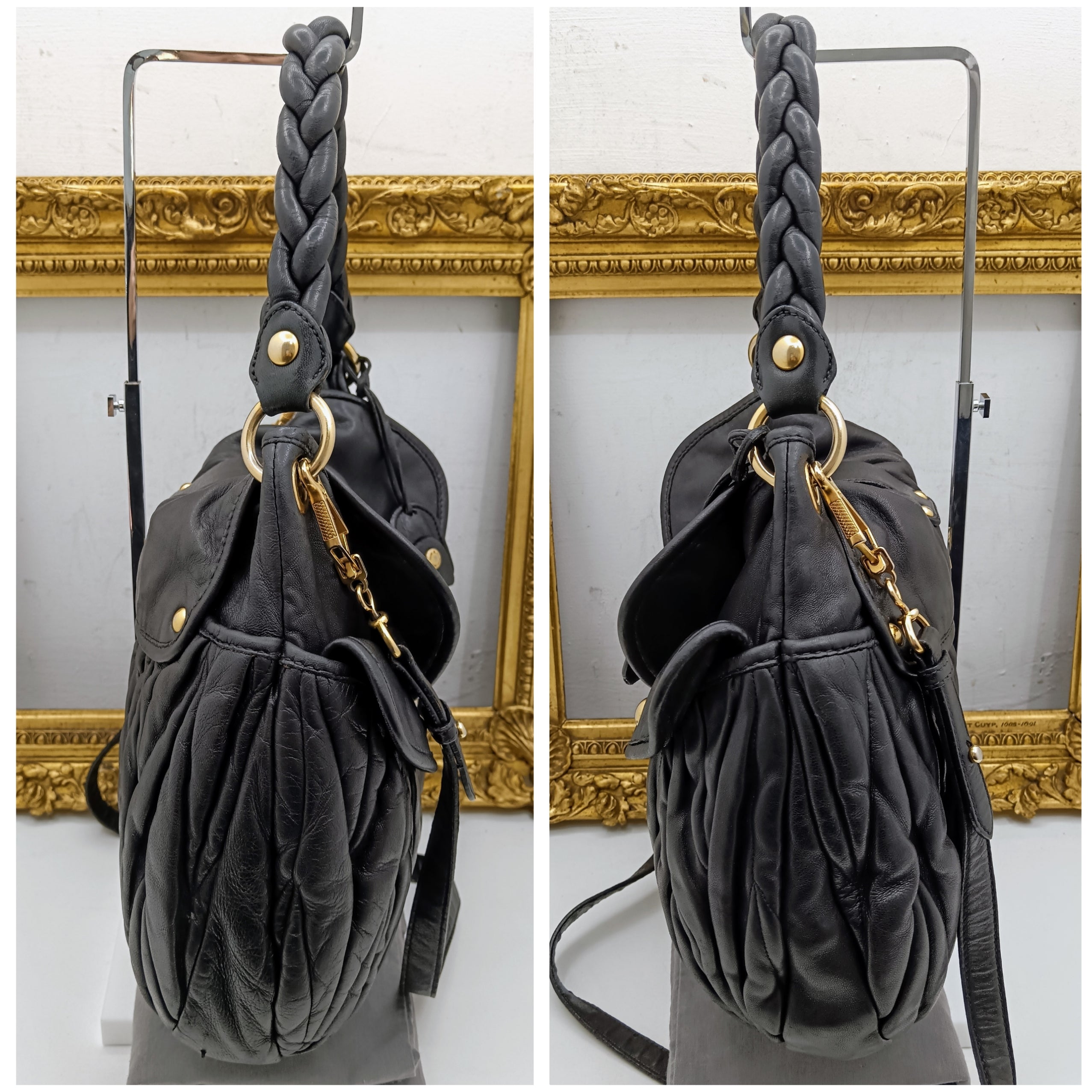 Miu Miu – Coffer Bag Hobo Pelle matelassé nera con tracolla