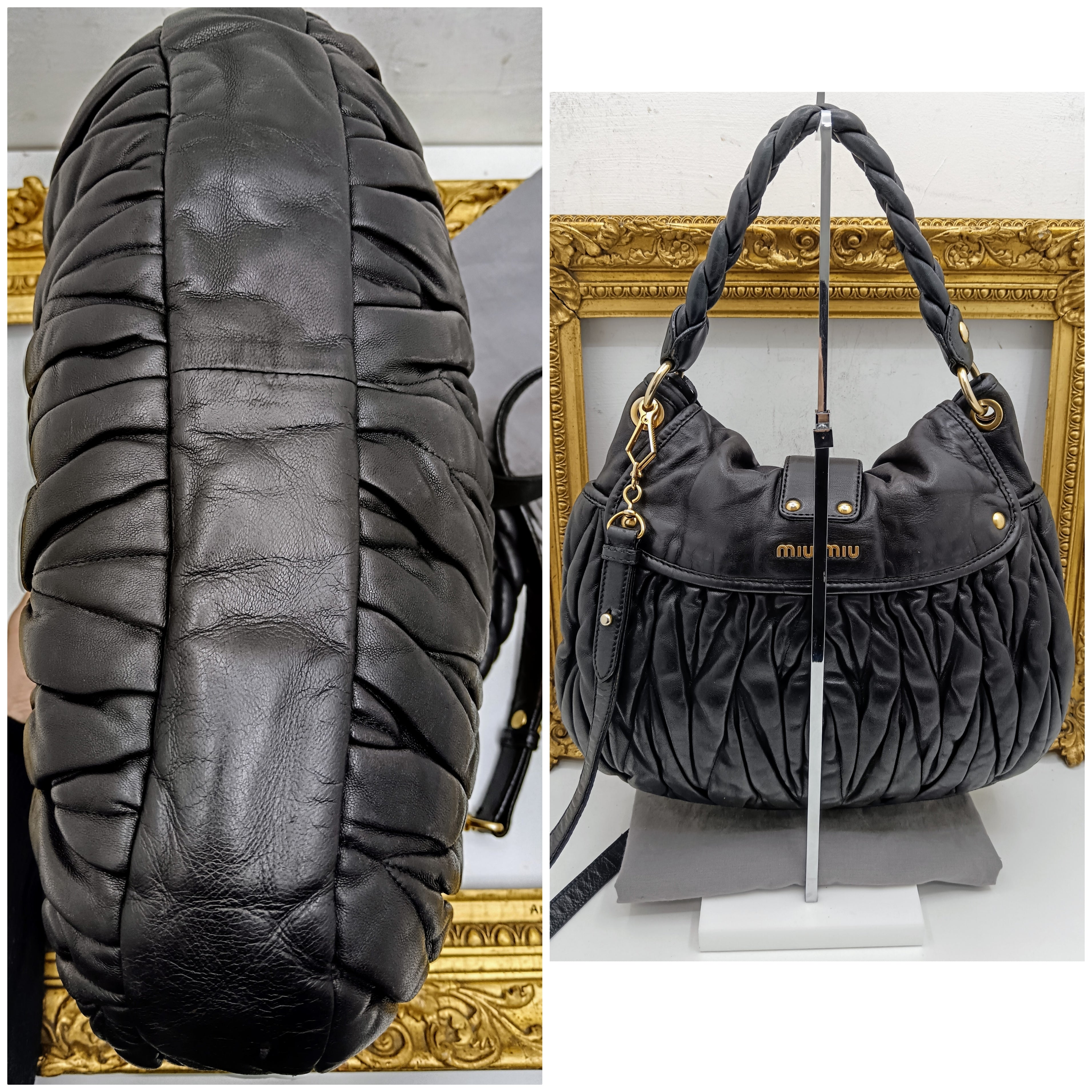 Miu Miu – Coffer Bag Hobo Pelle matelassé nera con tracolla