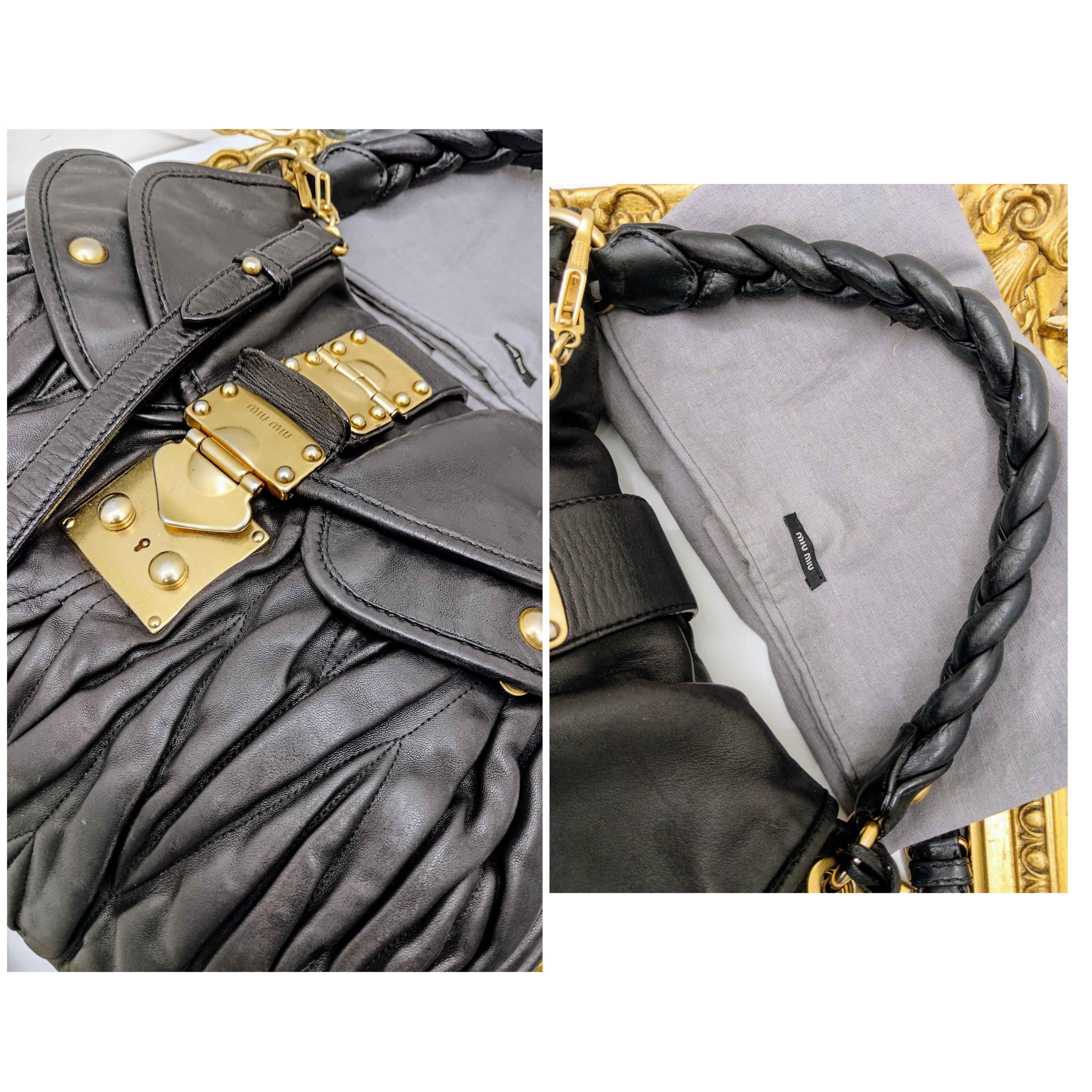 Miu Miu – Coffer Bag Hobo Pelle matelassé nera con tracolla