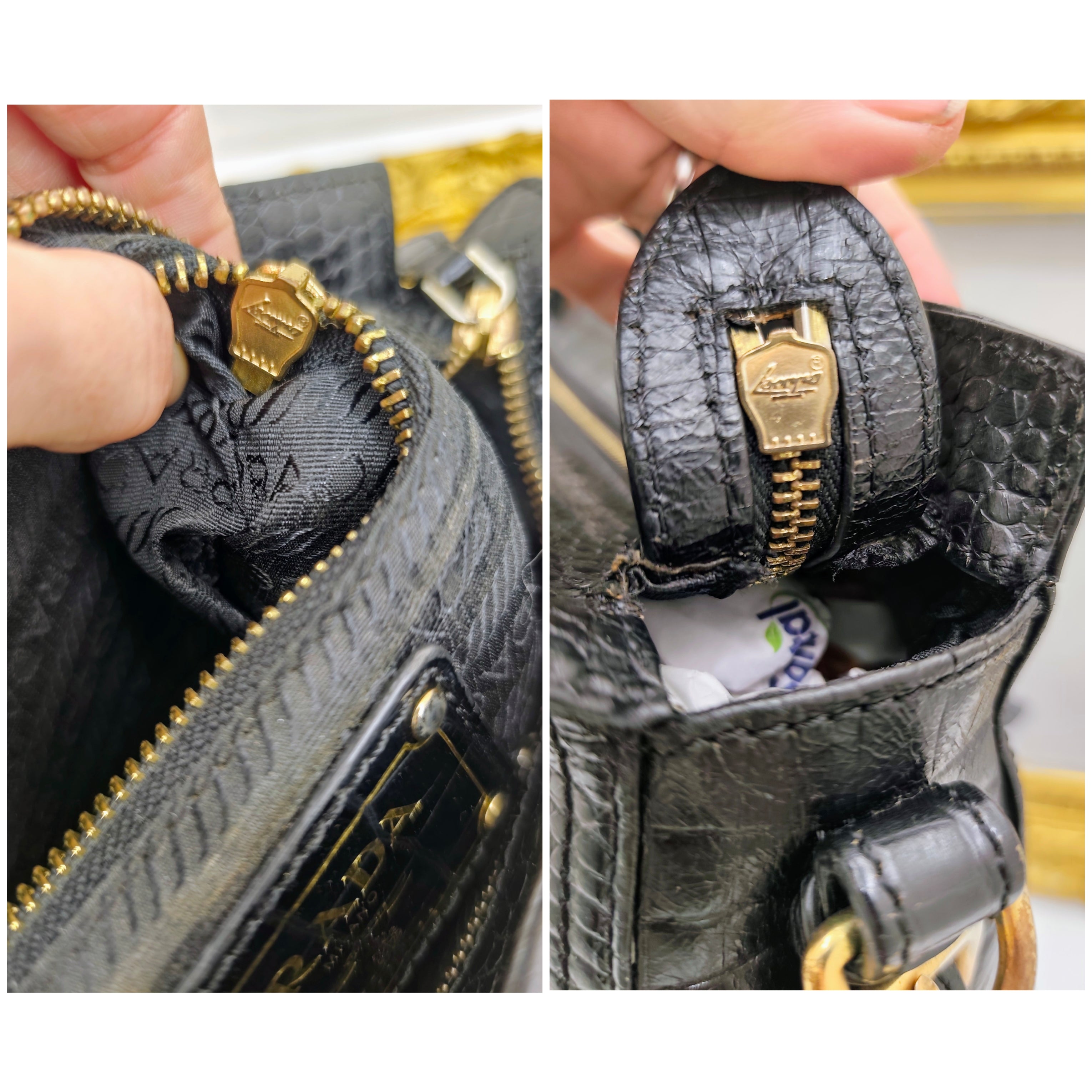 Prada - Tote Bag Shopper a Spalla Stampa Coccodrillo Vintage