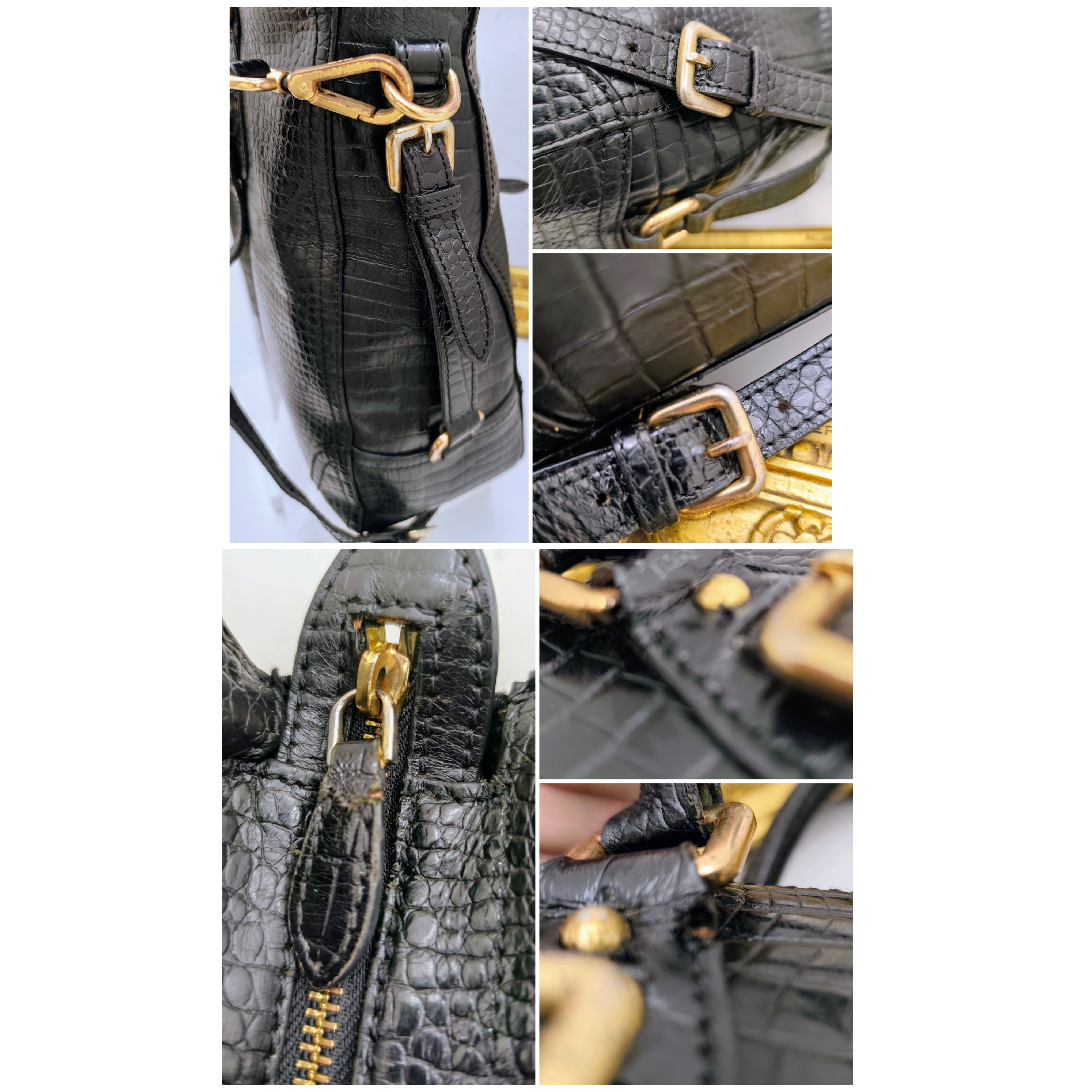 Prada - Tote Bag Shopper a Spalla Stampa Coccodrillo Vintage