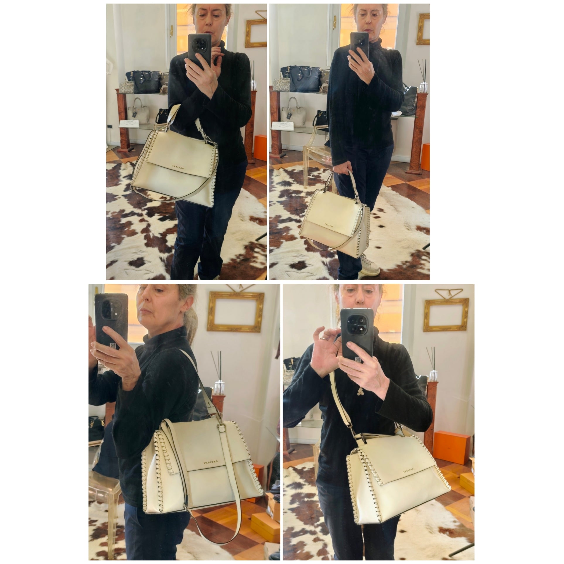 Orciani – Sveva Liberty Mesh Media Pelle Bianco Latte