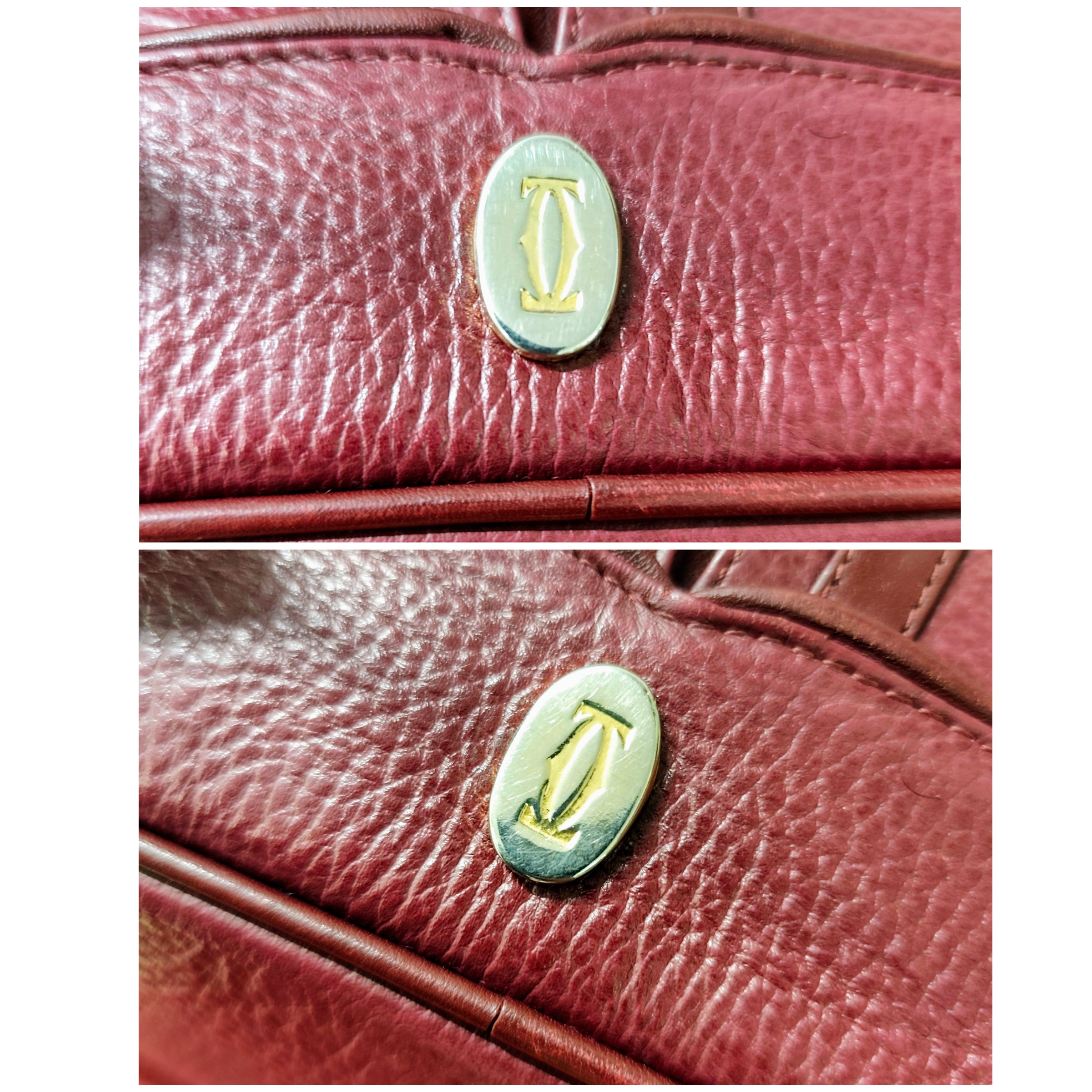 Cartier - Secchiello Ovale in Pelle Bordeaux Vintage