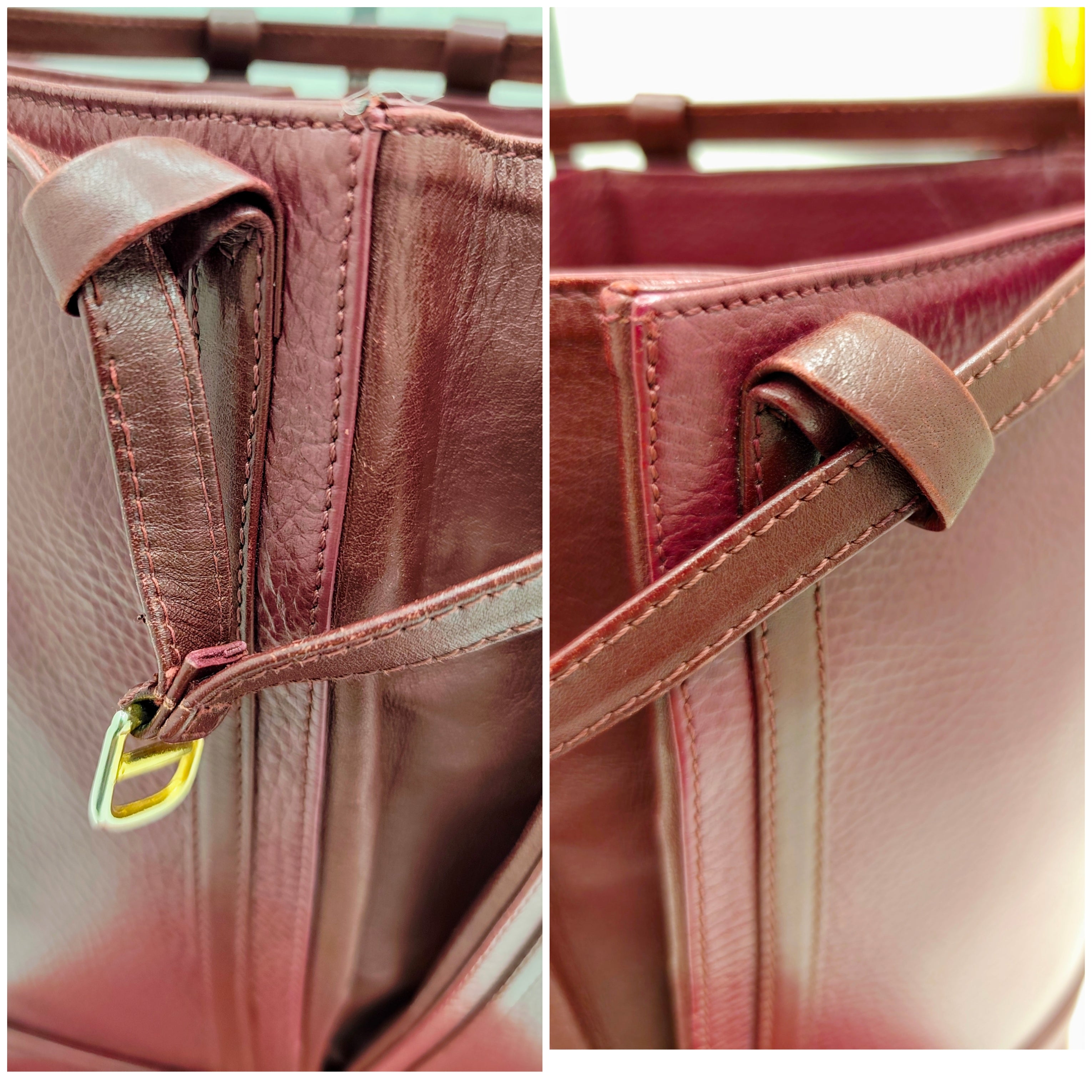 Cartier - Secchiello Ovale in Pelle Bordeaux Vintage