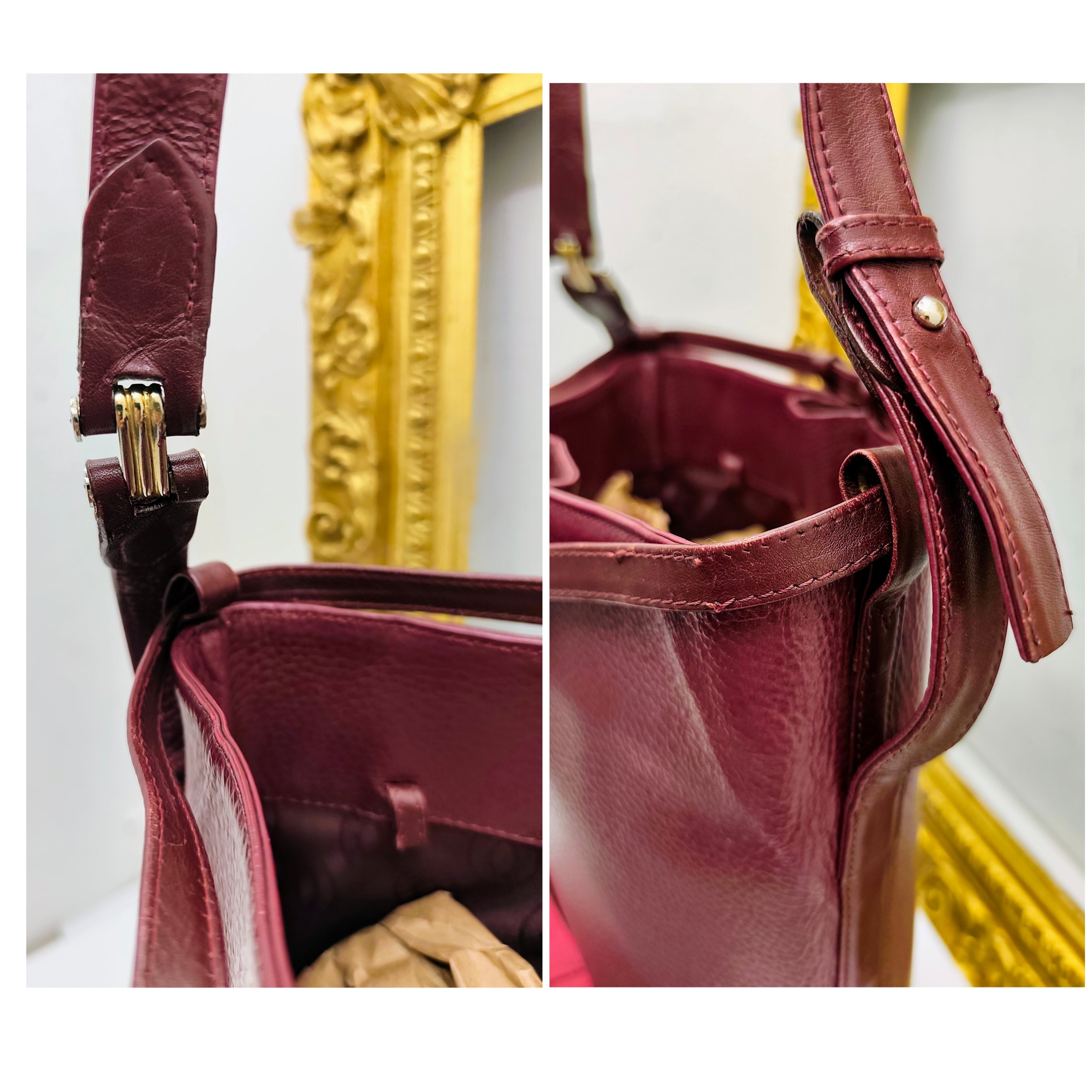 Cartier – Secchiello ovale in pelle bordeaux vintage