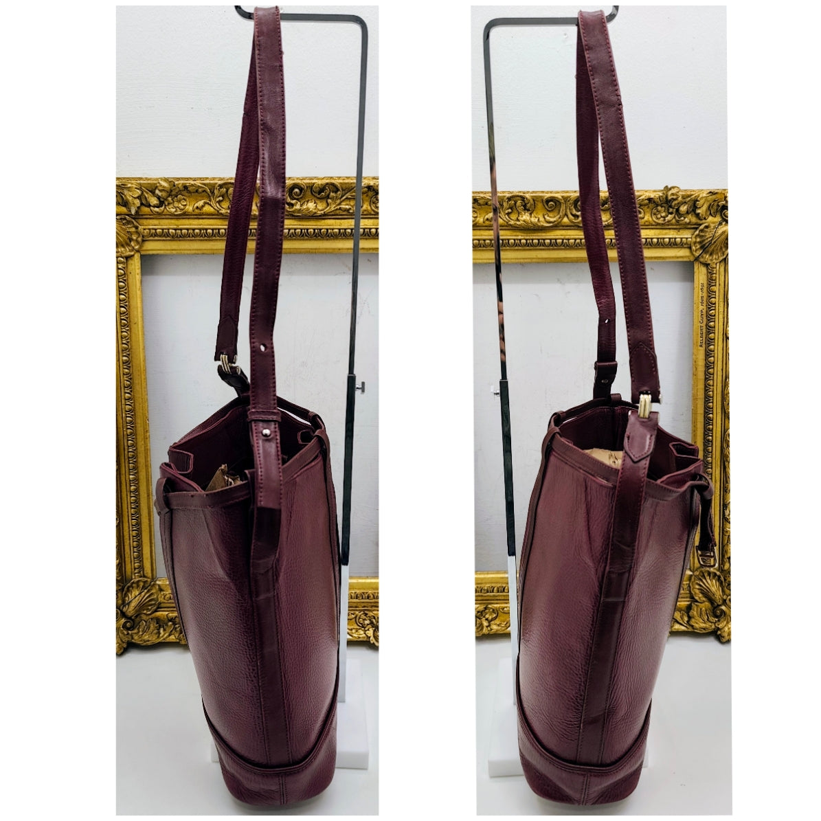 Cartier – Secchiello ovale in pelle bordeaux vintage