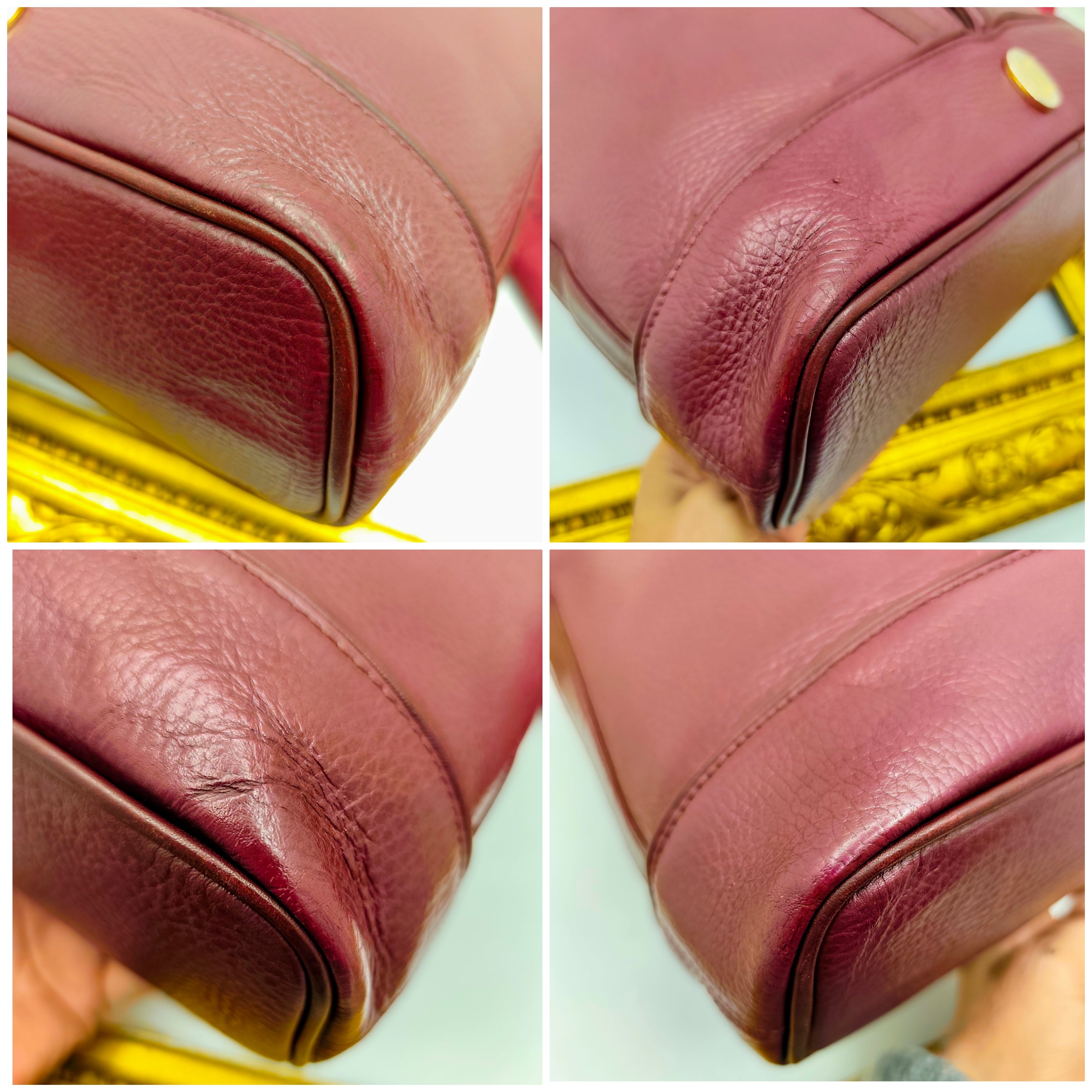 Cartier - Secchiello Ovale in Pelle Bordeaux Vintage