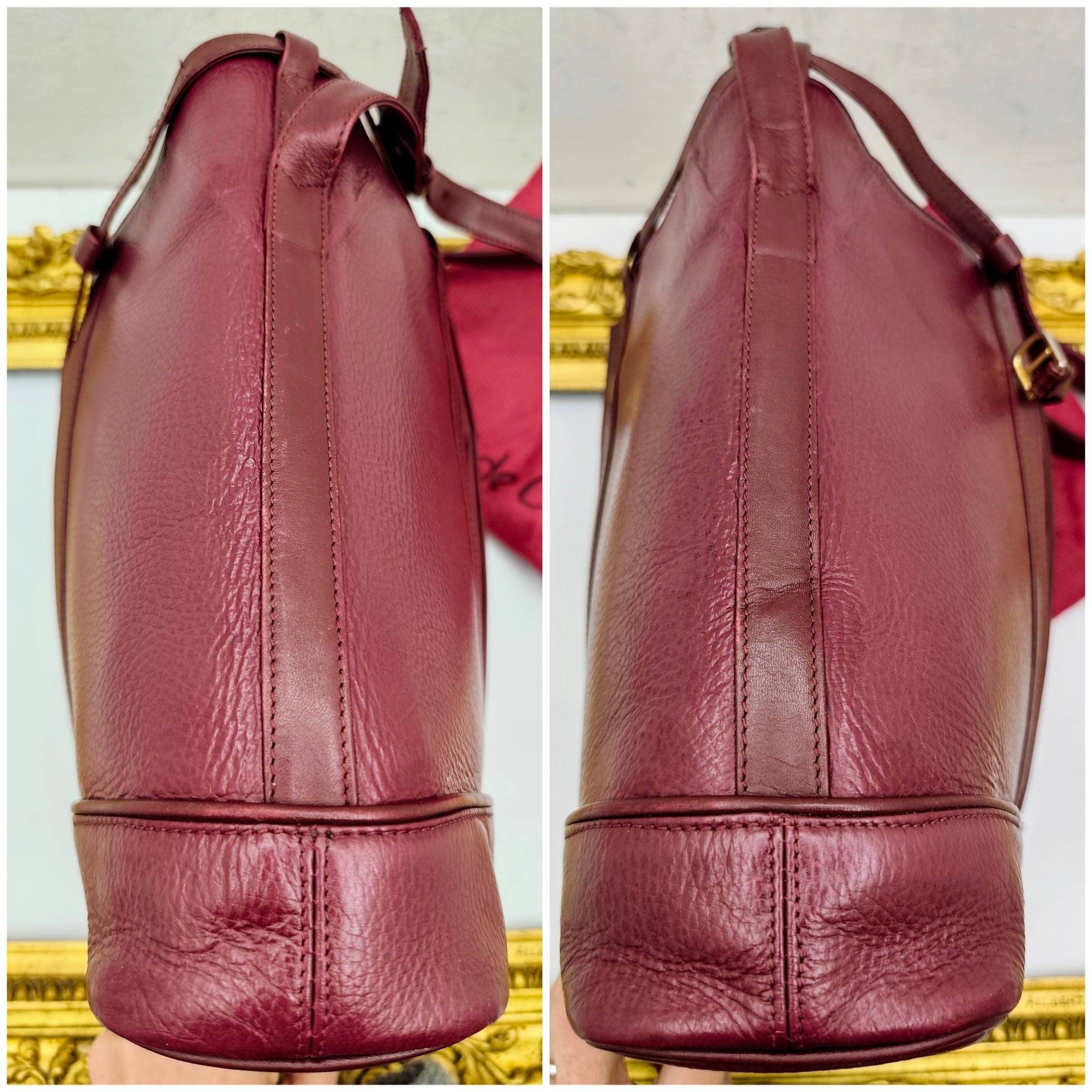 Cartier – Secchiello ovale in pelle bordeaux vintage