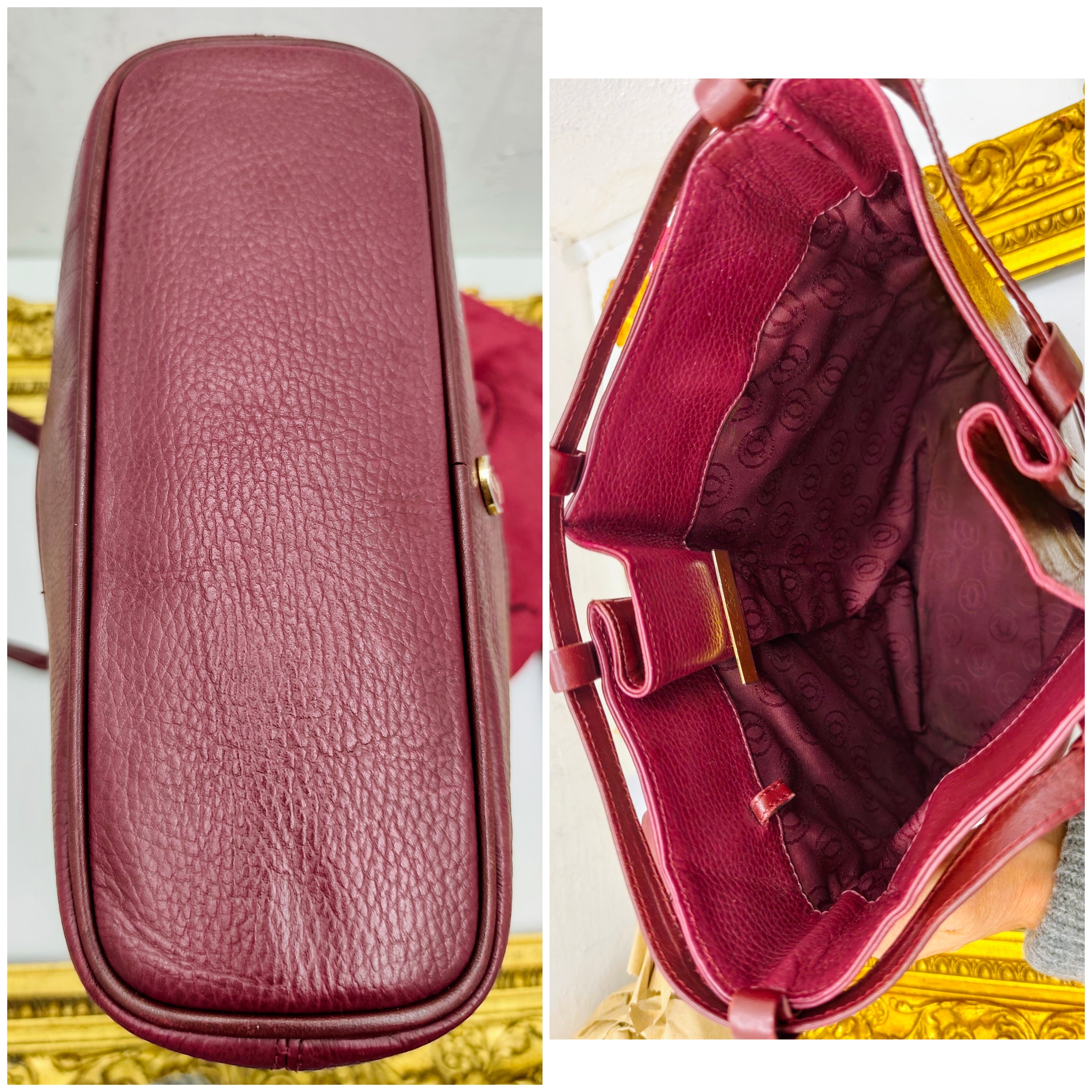 Cartier - Secchiello Ovale in Pelle Bordeaux Vintage
