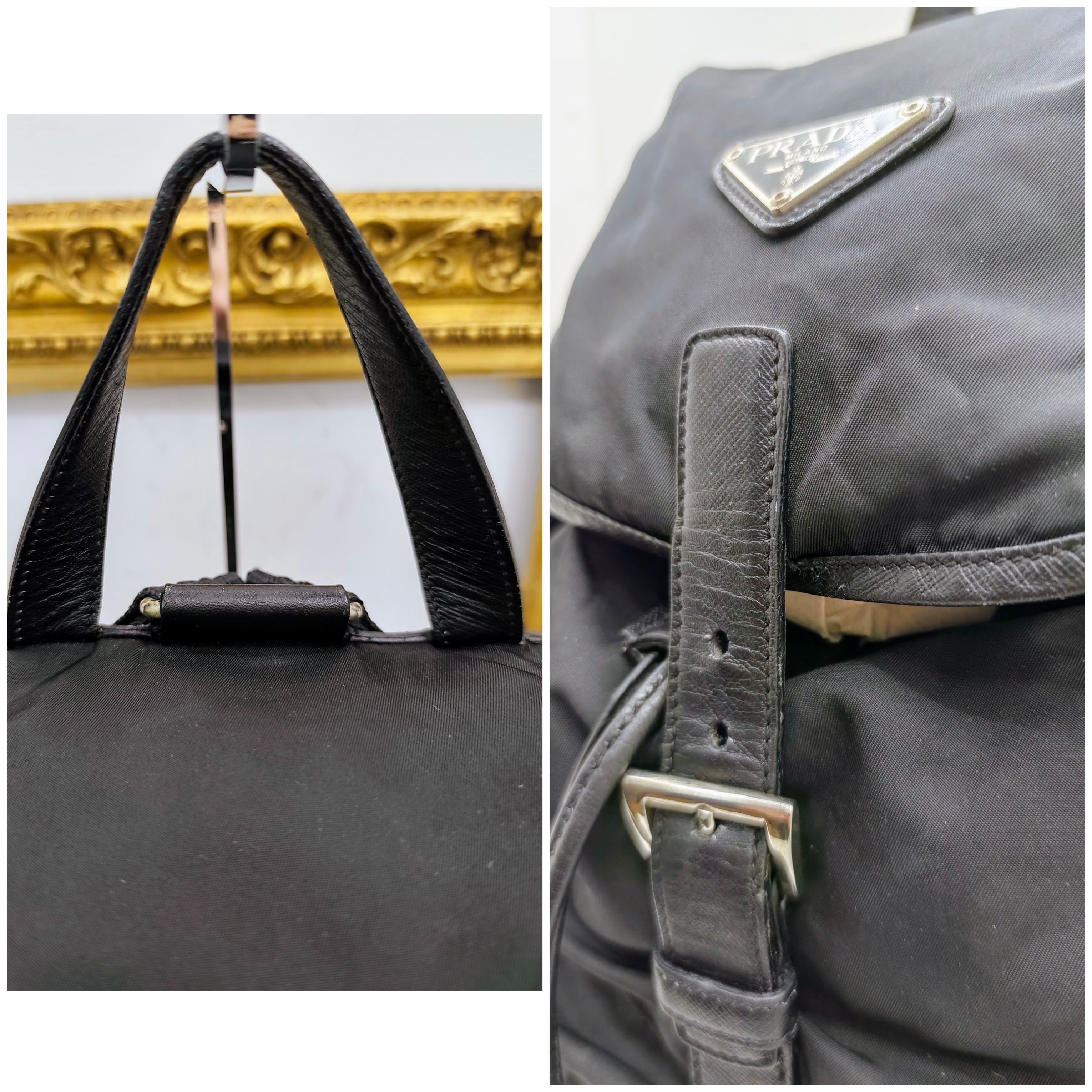 Prada – Zaino Grande in Nylon e Pelle Saffiano Nero Semirigido