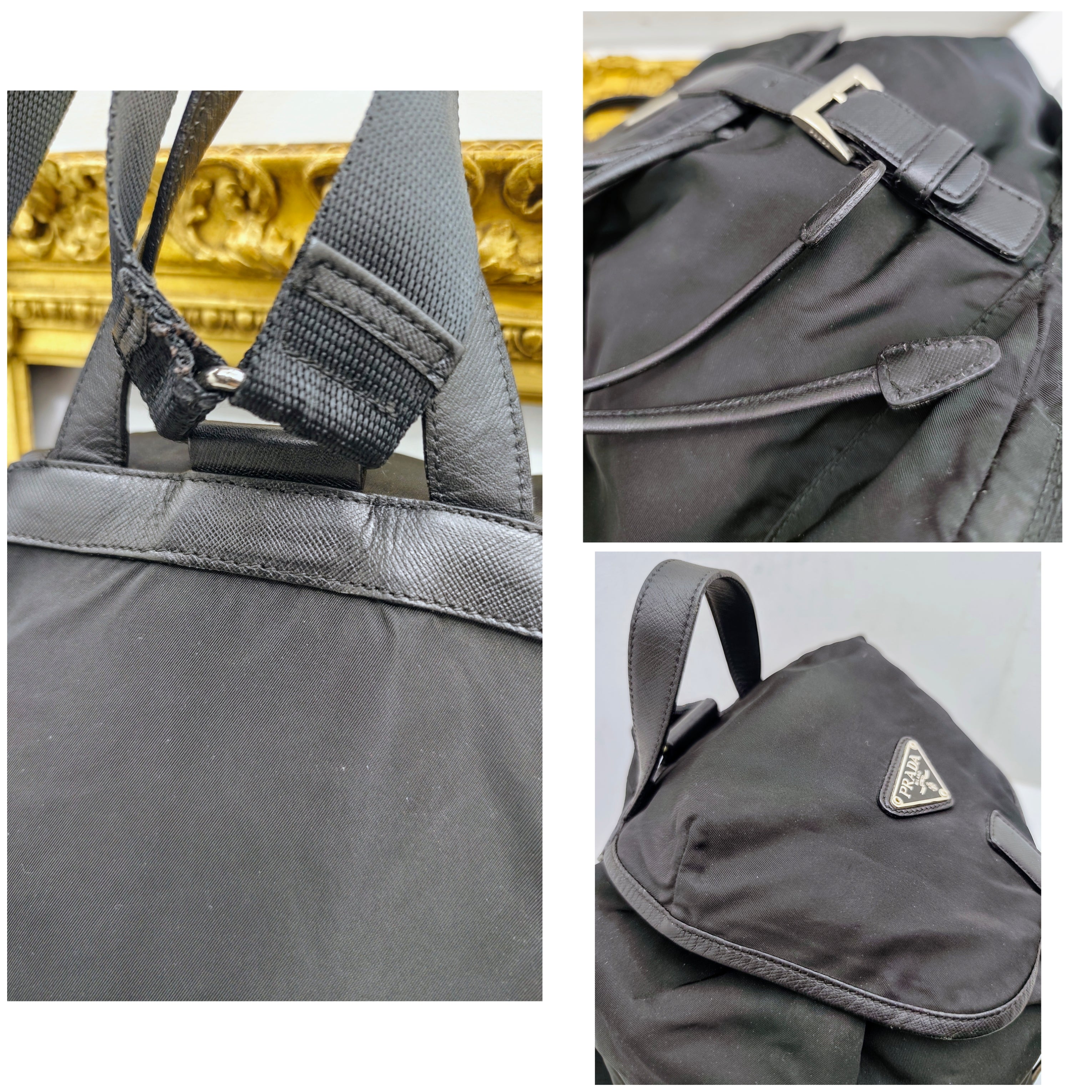 Prada – Zaino Grande in Nylon e Pelle Saffiano Nero Semirigido