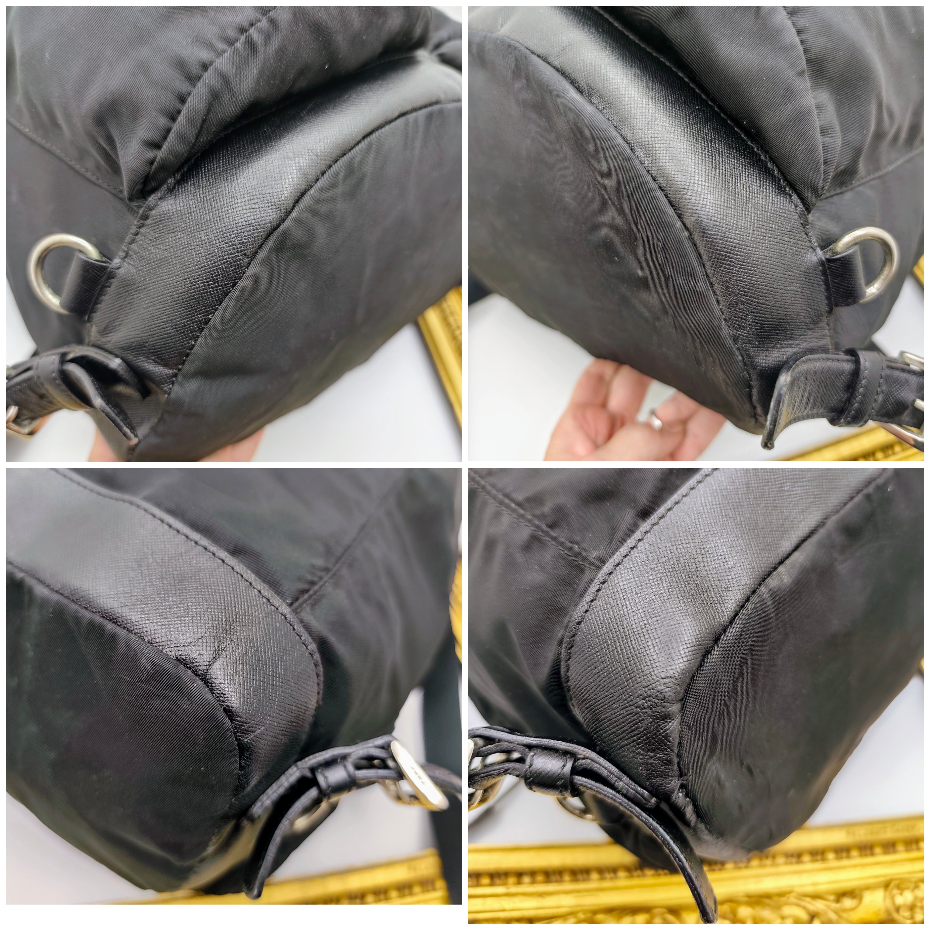 Prada – Zaino Grande in Nylon e Pelle Saffiano Nero Semirigido