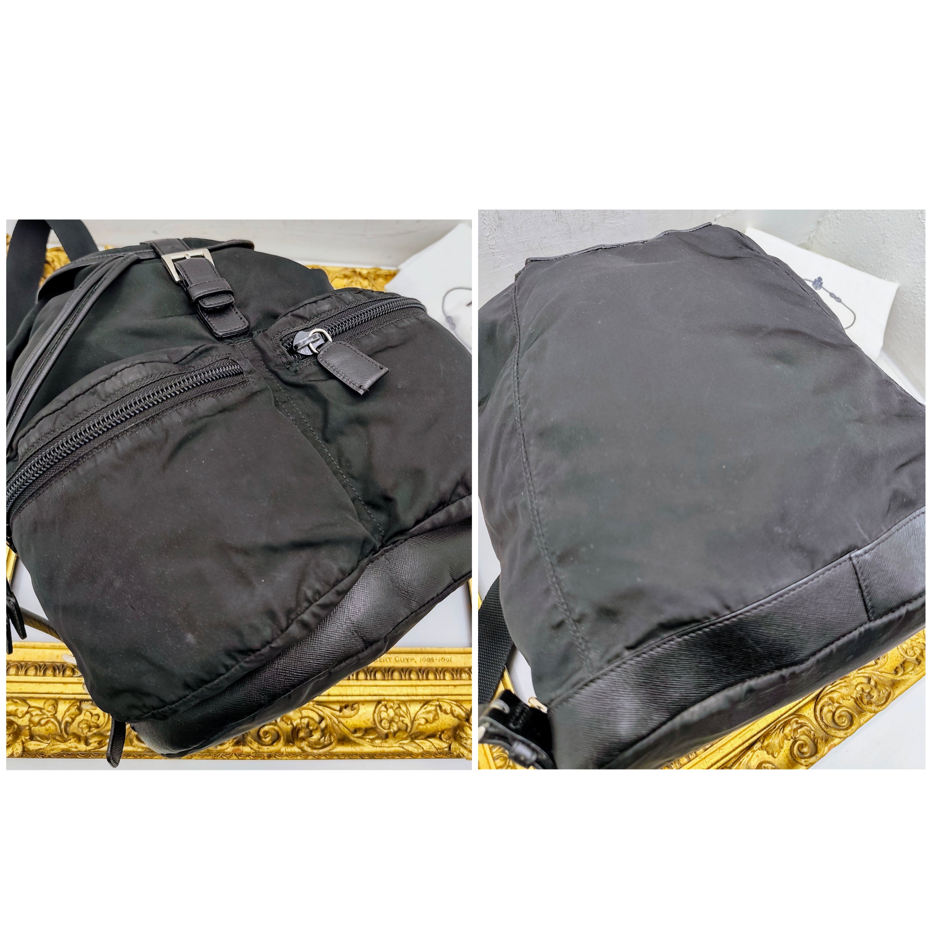 Prada – Zaino Grande in Nylon e Pelle Saffiano Nero Semirigido