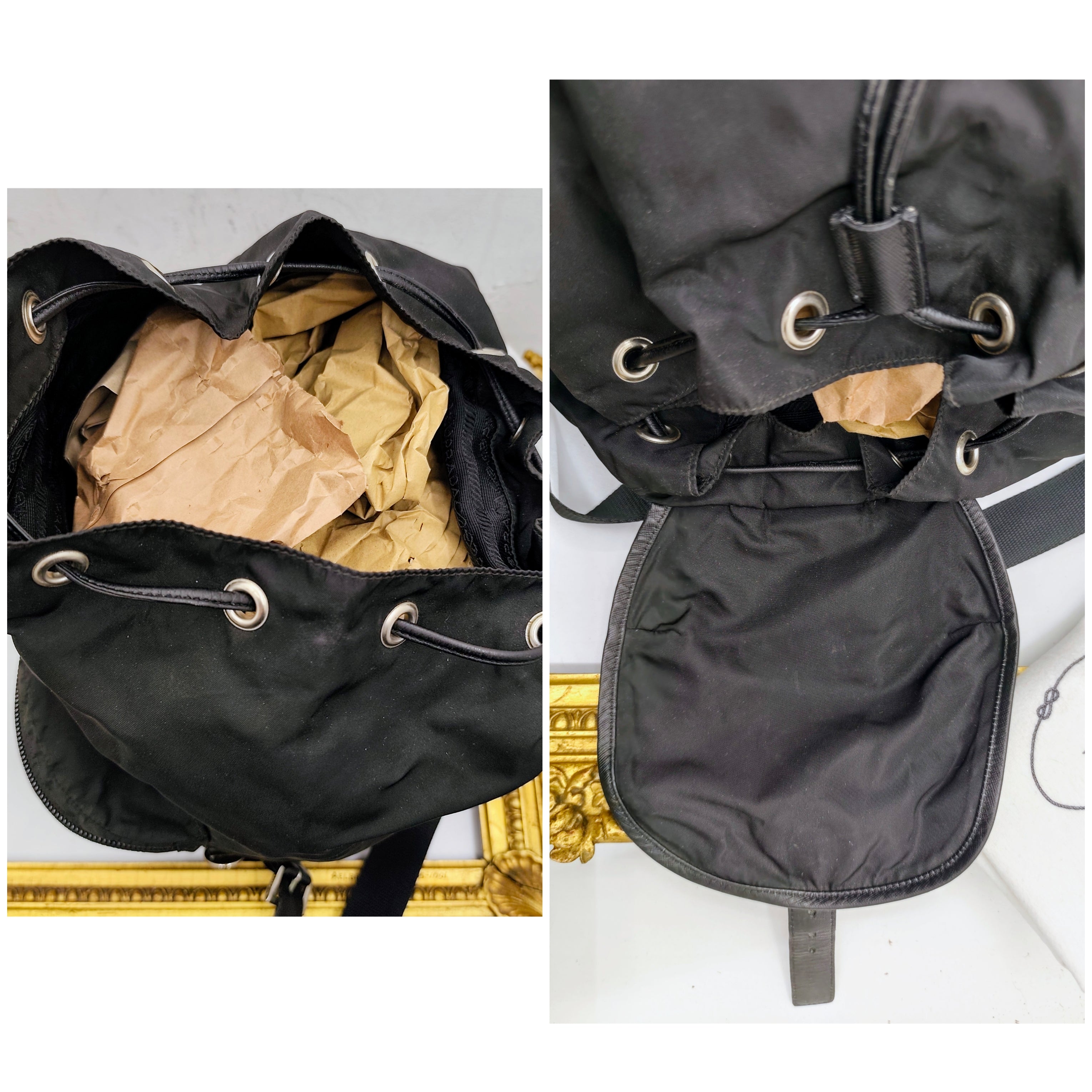 Prada – Zaino Grande in Nylon e Pelle Saffiano Nero Semirigido